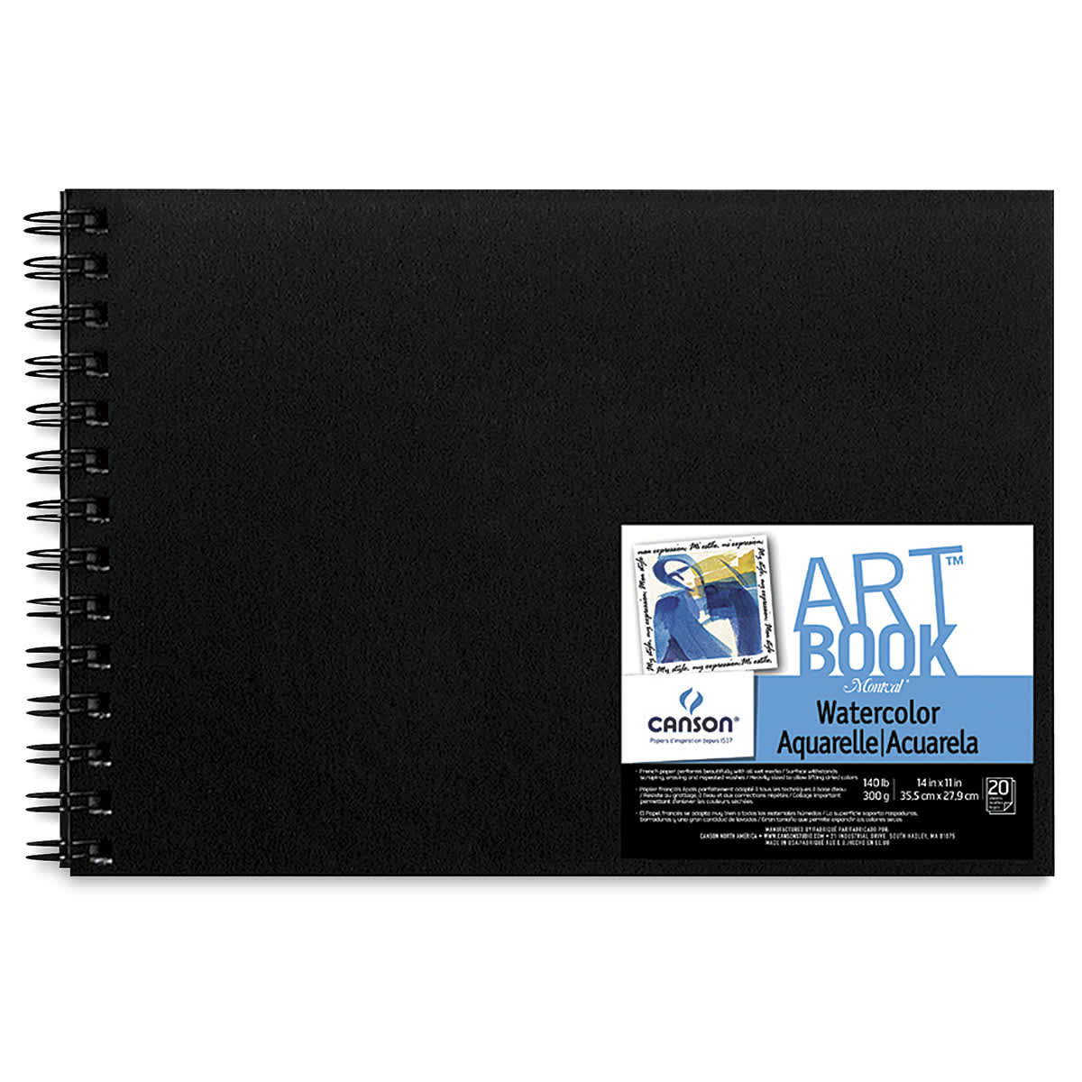 Canson Montval Field Watercolor ArtBooks - Front view of side wire-bound book with label