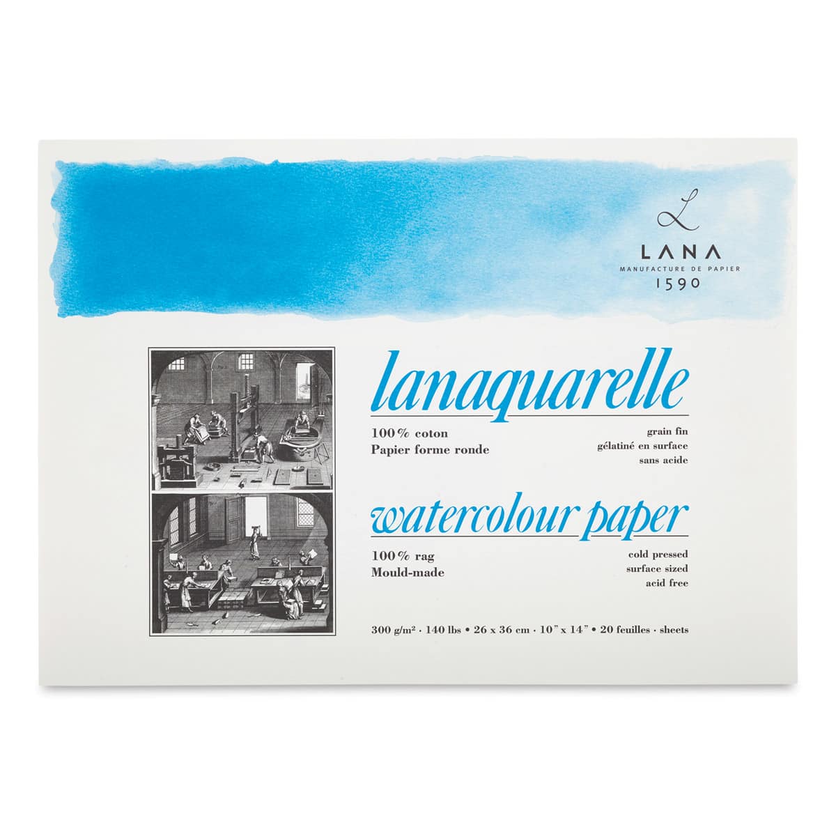 Lanaquarelle Watercolor Block - 10" x 14", Cold Press, 20 Sheets - front