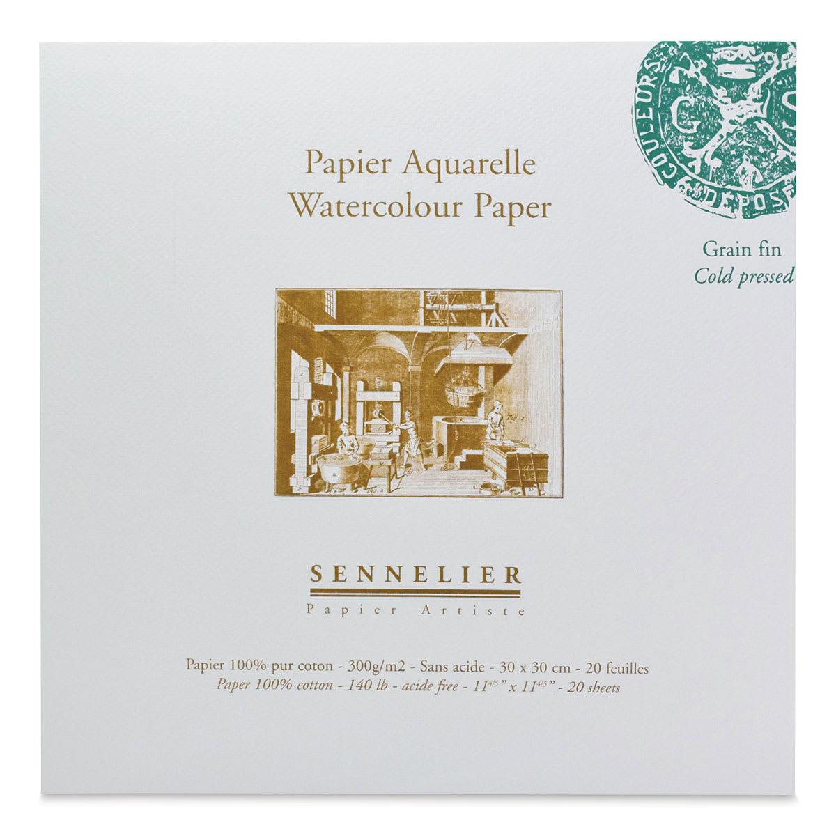 Sennelier Watercolor Block - 12" x 12", Cold Press, 20 Sheets