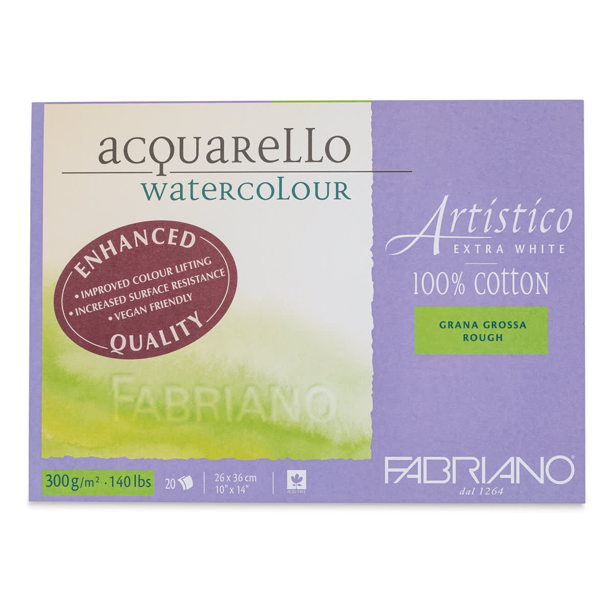 Fabriano Artistico Enhanced Watercolor Block - Extra White, Rough Press, 10" x 14"