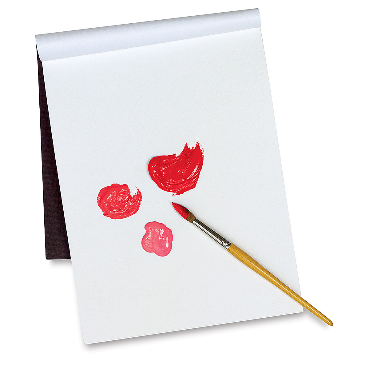 Canson Montval Acrylic Paper - Angled view of upright pad with red paint applied 