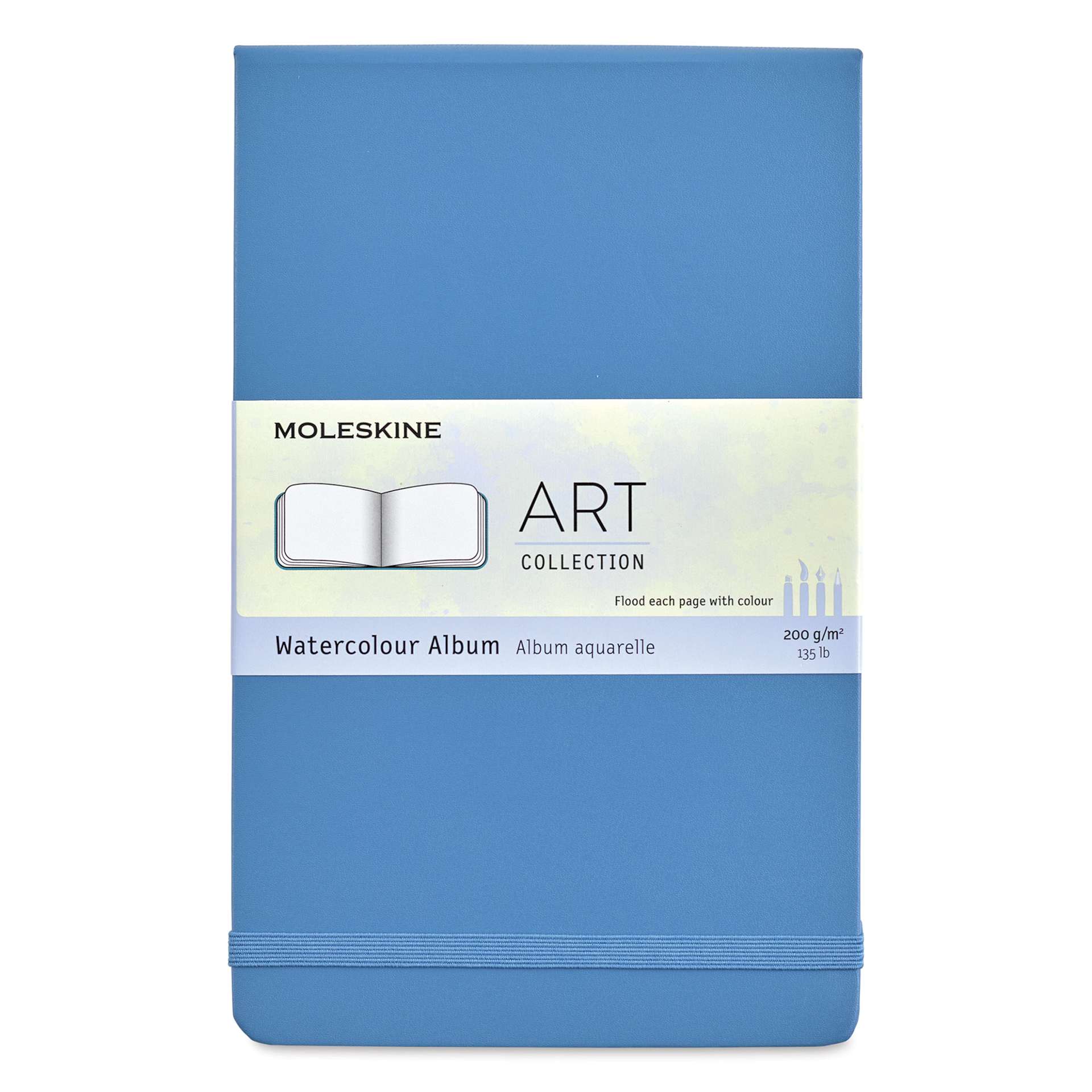 Moleskine Art Collection Watercolor Album - 5" x 8-1/4", Landscape, 72 Pages, Cornflower Blue (front cover)