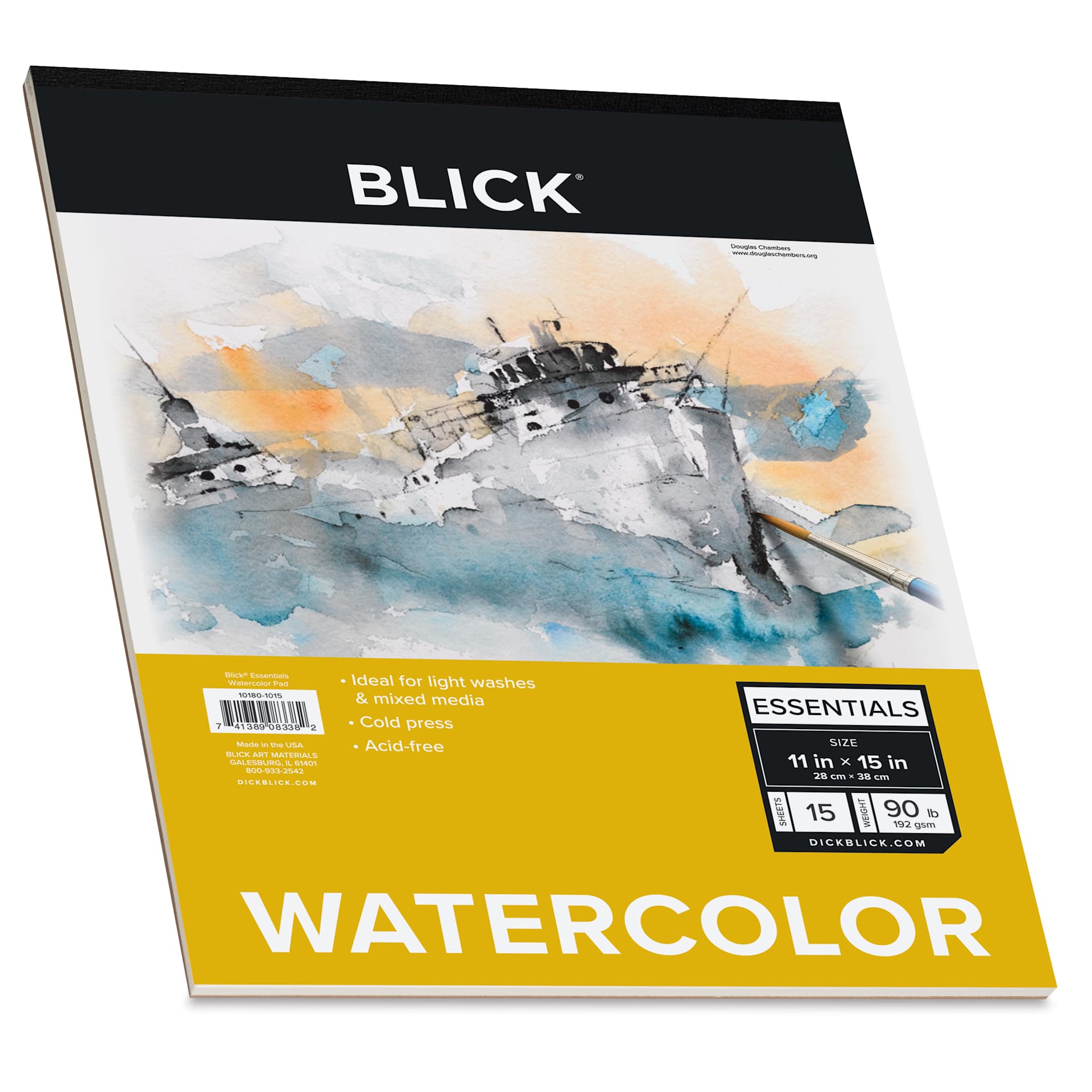 Blick Essentials Watercolor Pad - , 11" x 15", 90 lb, Tapebound, 15 Sheets