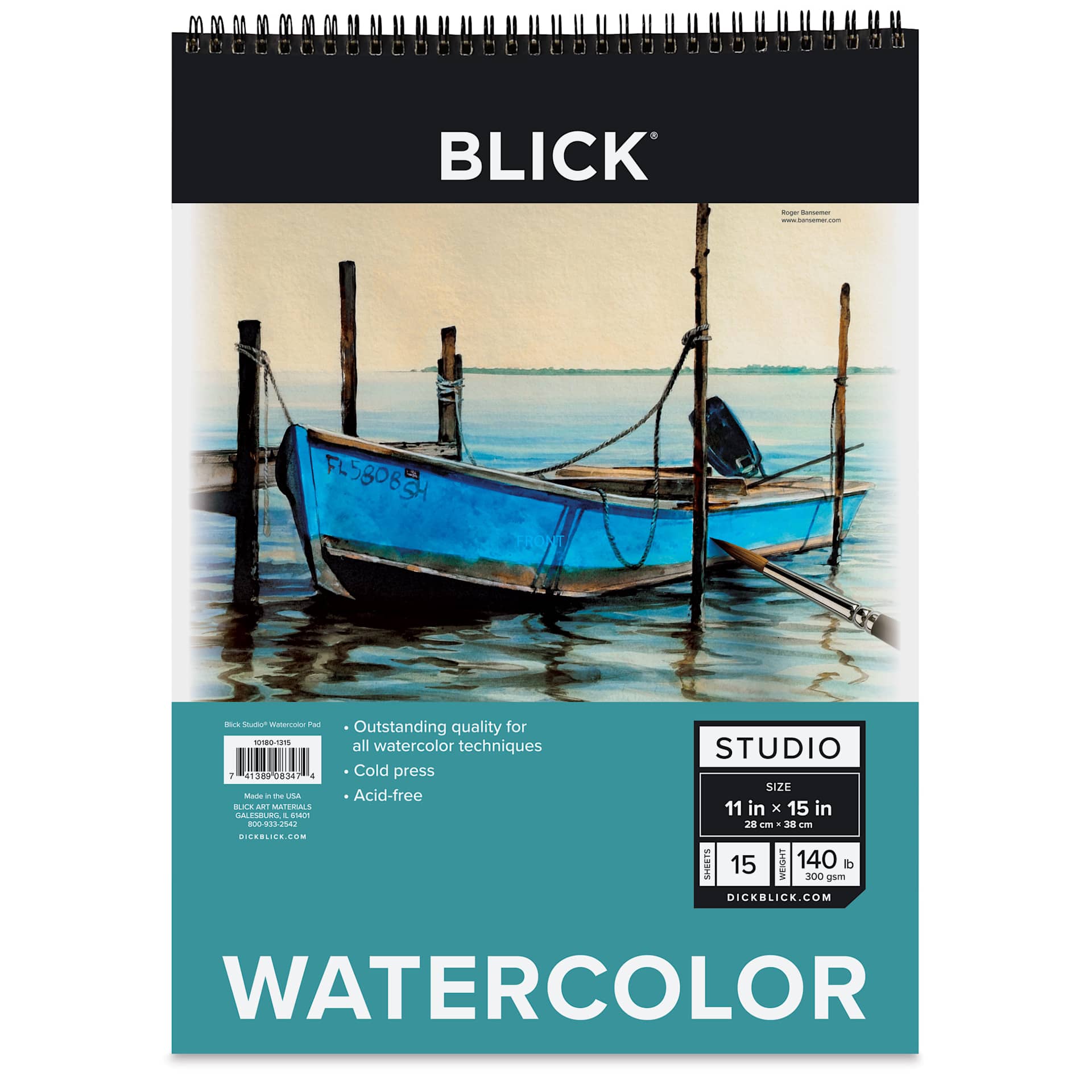 Blick Studio Watercolor Pad - 11" x 15", 140 lb, Spiral-bound, 15 Sheets, front of pad
