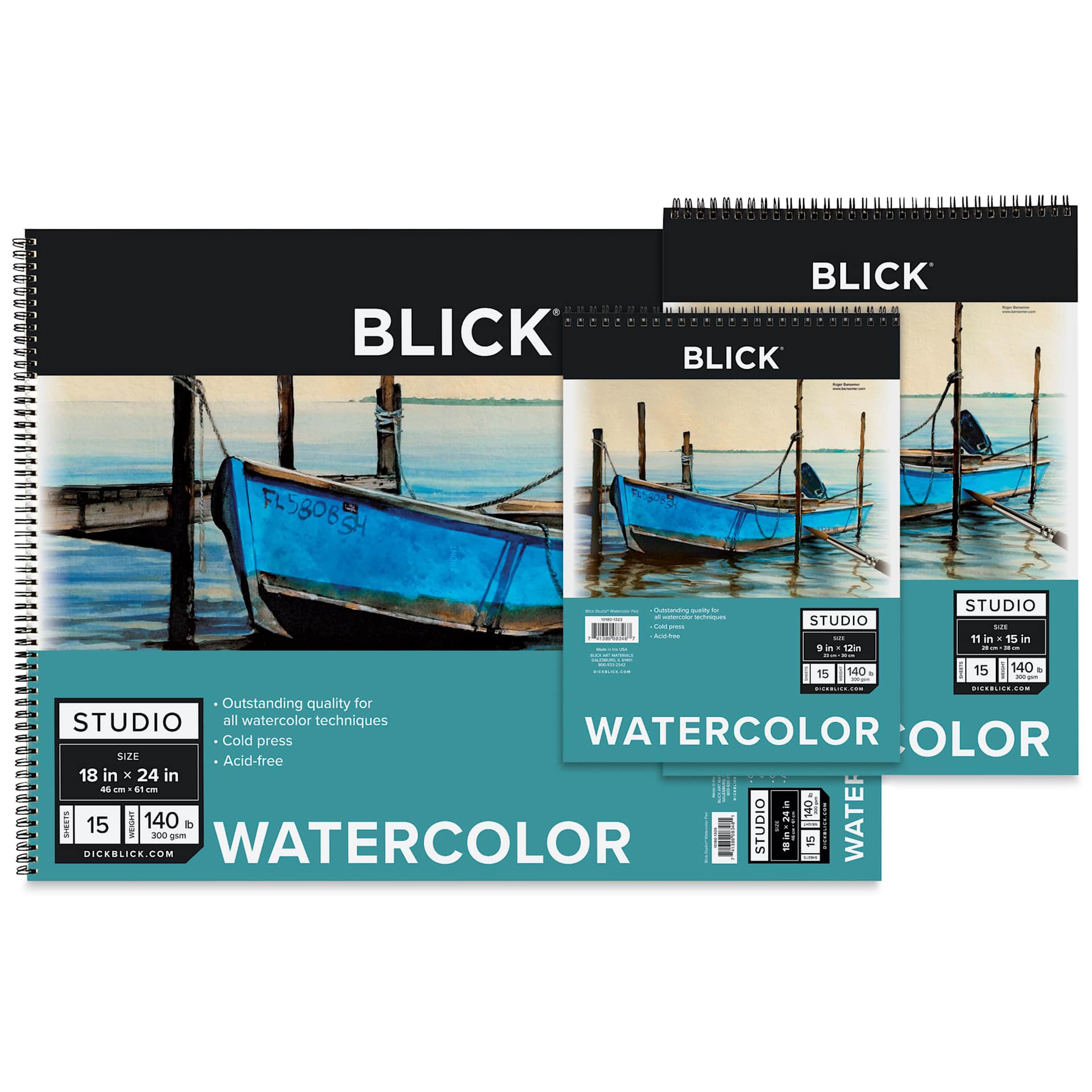 Blick Studio Watercolor Pads, three spiral-bound pads