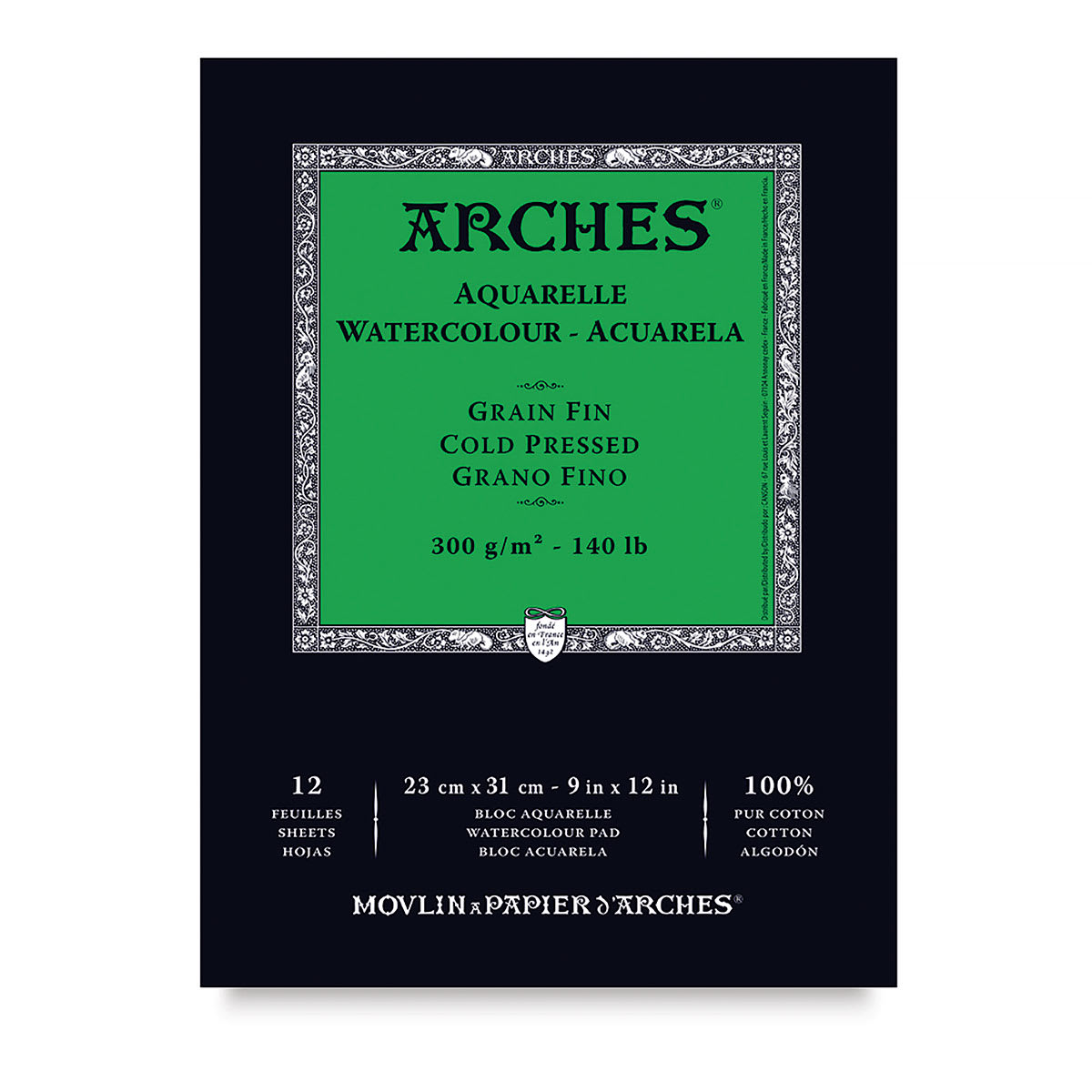 Arches Watercolor Pad - 9" x 12", 140 lb, Cold Press, Fold-over, 12 Sheets