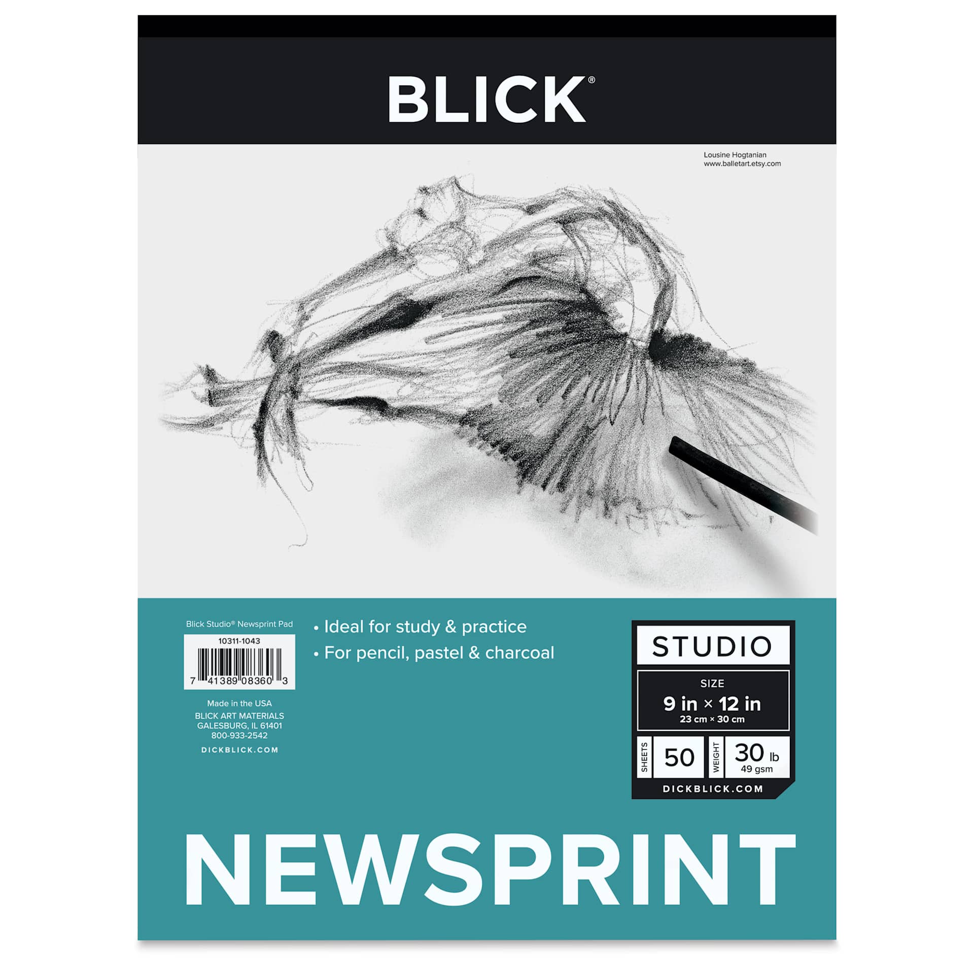 Blick Studio Newsprint Pad - 9" x 12", 50 Sheets front of pad