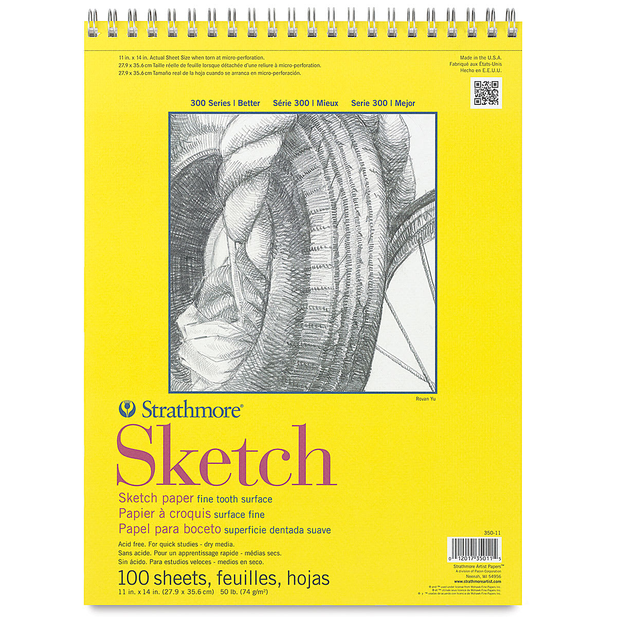 Strathmore 300 Series Wirebound Sketch Pad - 11" x 14", 50 lb, 100 Sheets