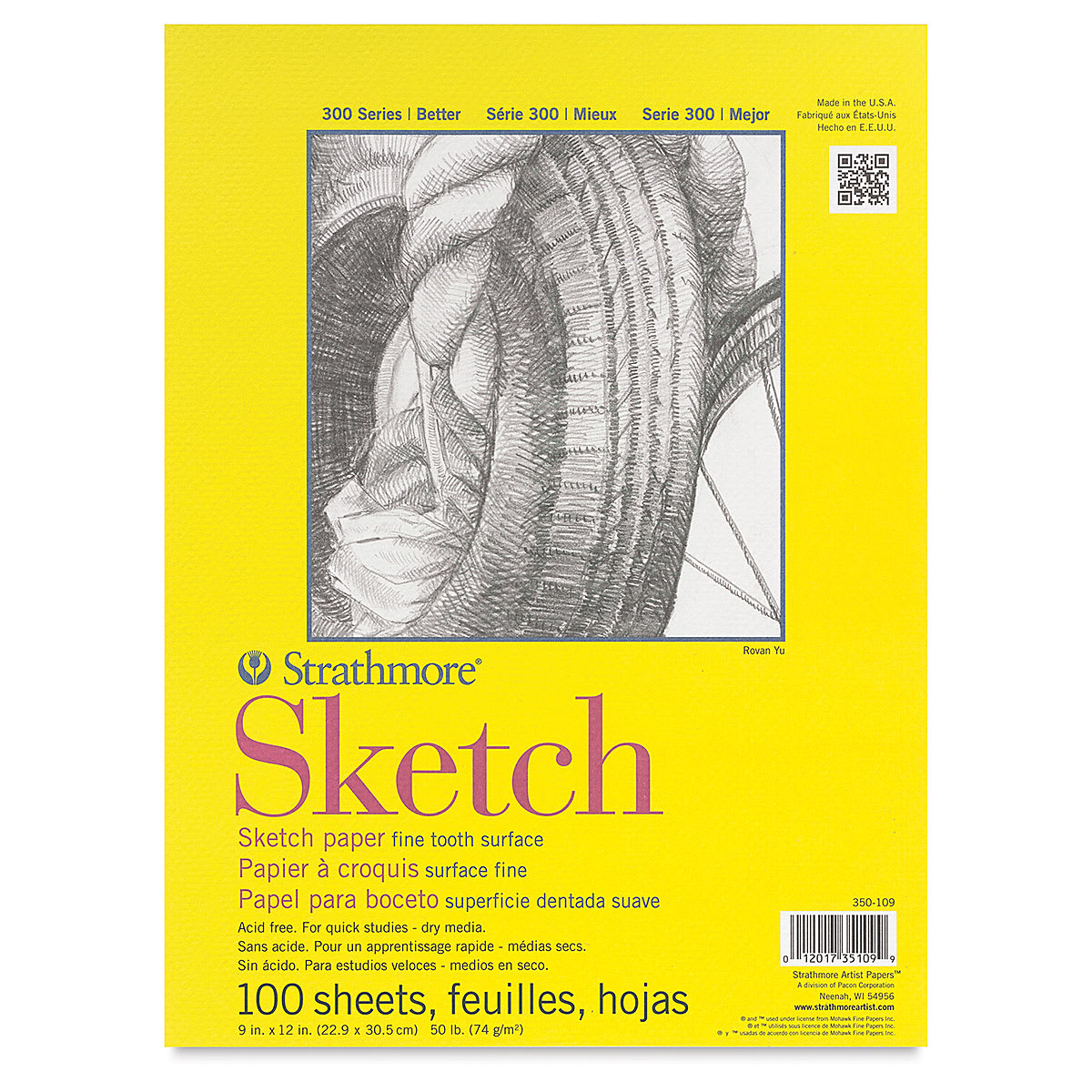 Strathmore 300 Series Gluebound Sketch Pad - 9" x 12", 50 lb, 100 Sheets