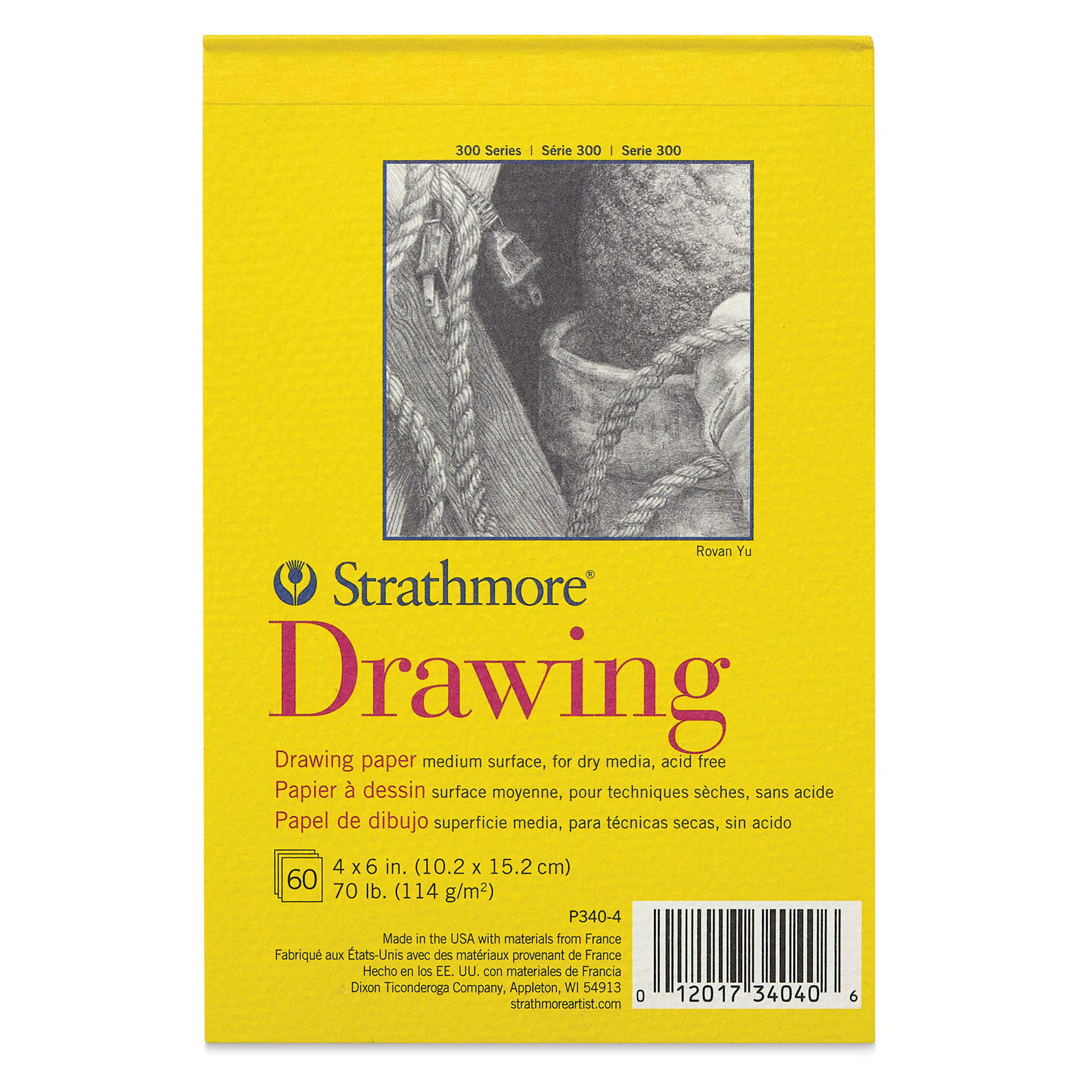 Strathmore 300 Series Drawing Pad - 4" x 6", Glue Bound, 60 Sheets