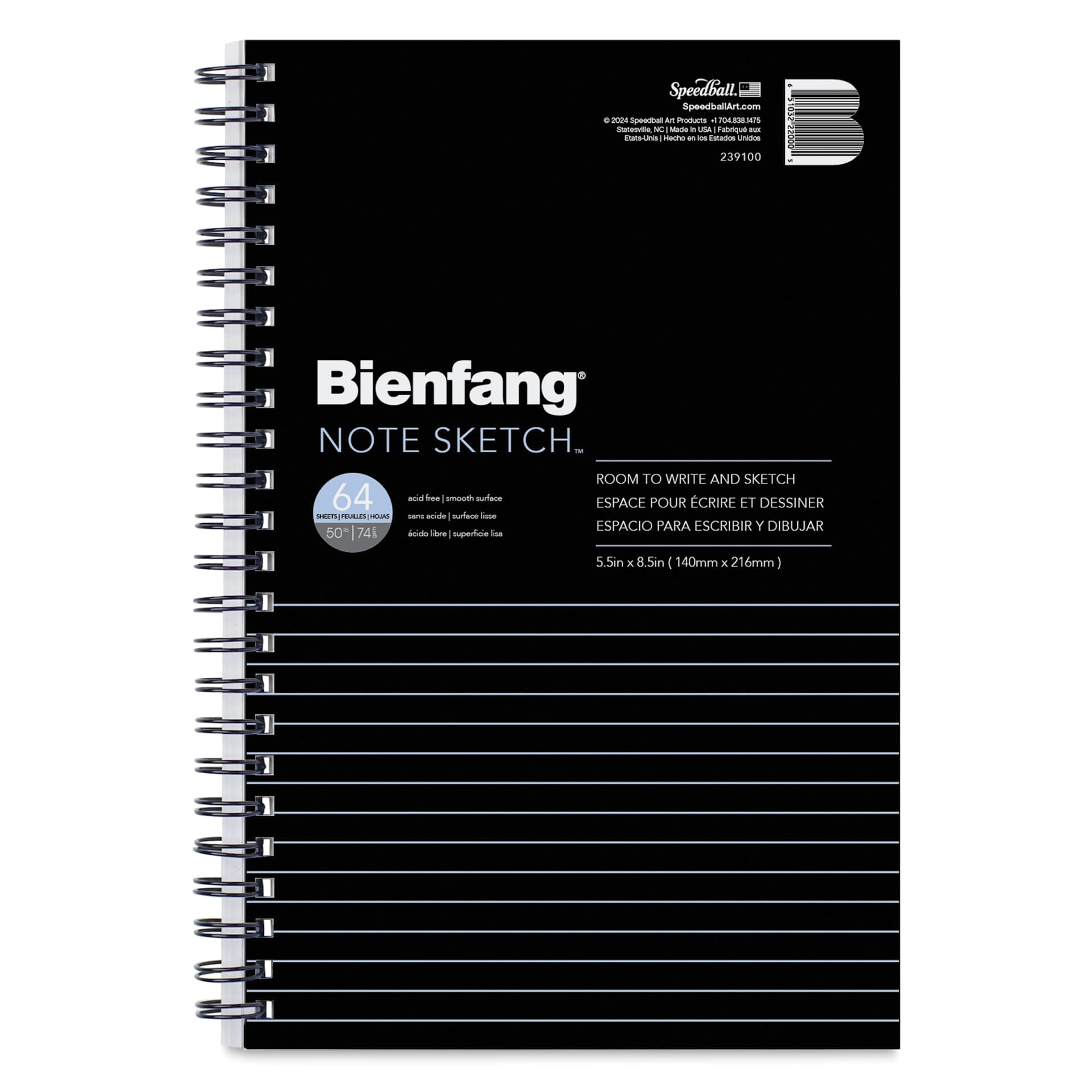 Bienfang Wirebound Notesketch Pad - 5-1/2" x 8-1/2", Horizontal, front cover