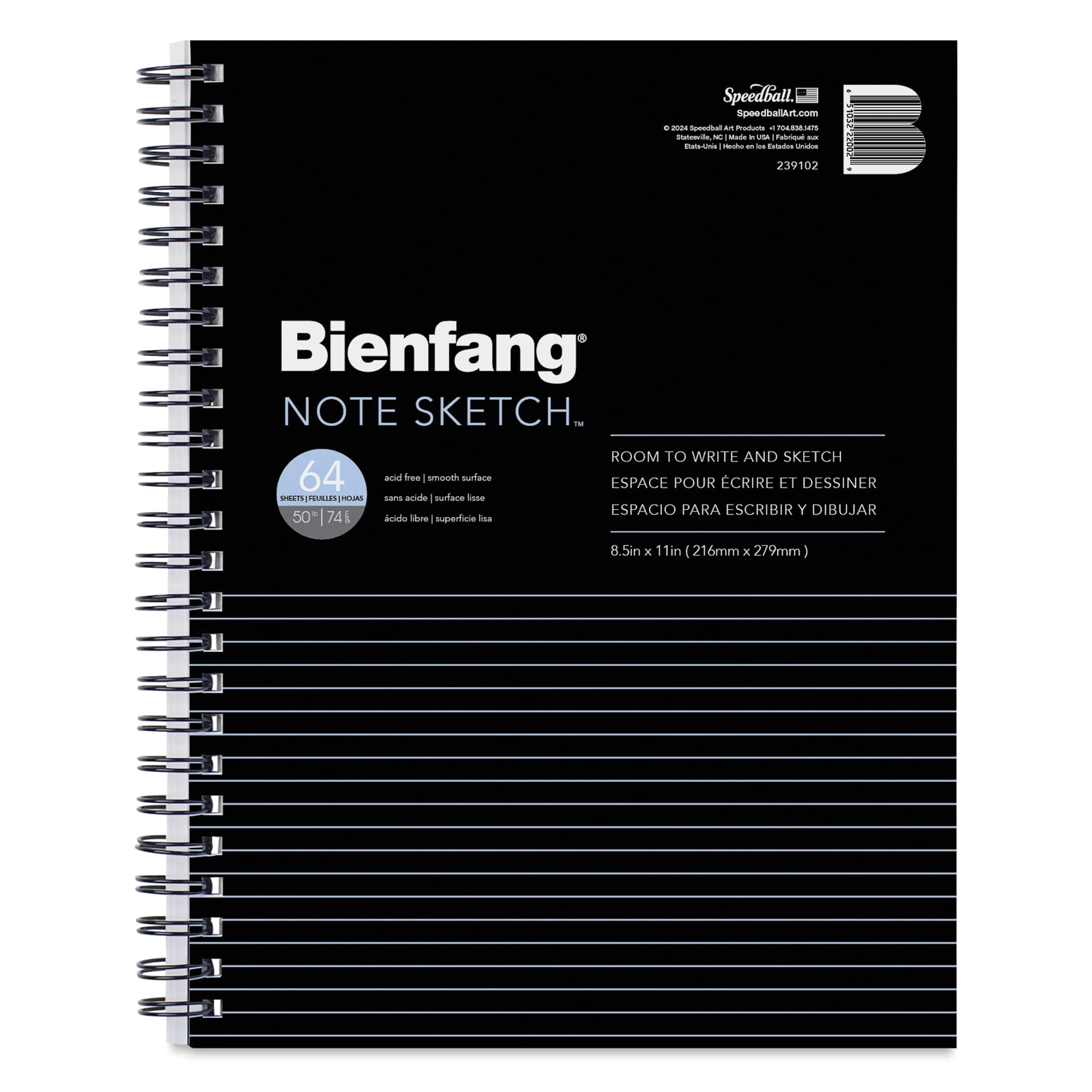 Bienfang Wirebound Notesketch Pad - 8-1/2" x 11", Horizontal, front cover