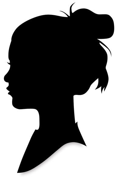 sHygloss Black Silhouette Paper - Silhouette profile of young girl with hair up
