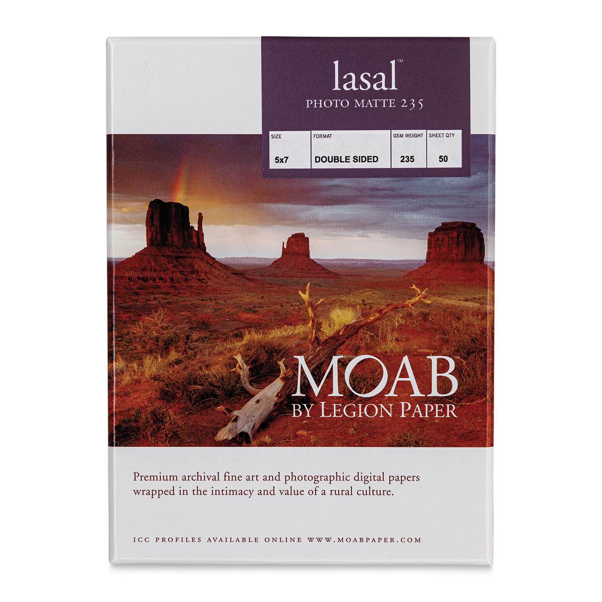 Legion Moab Lasal Photo Paper - Matte, 5" x 7", Pkg of 50