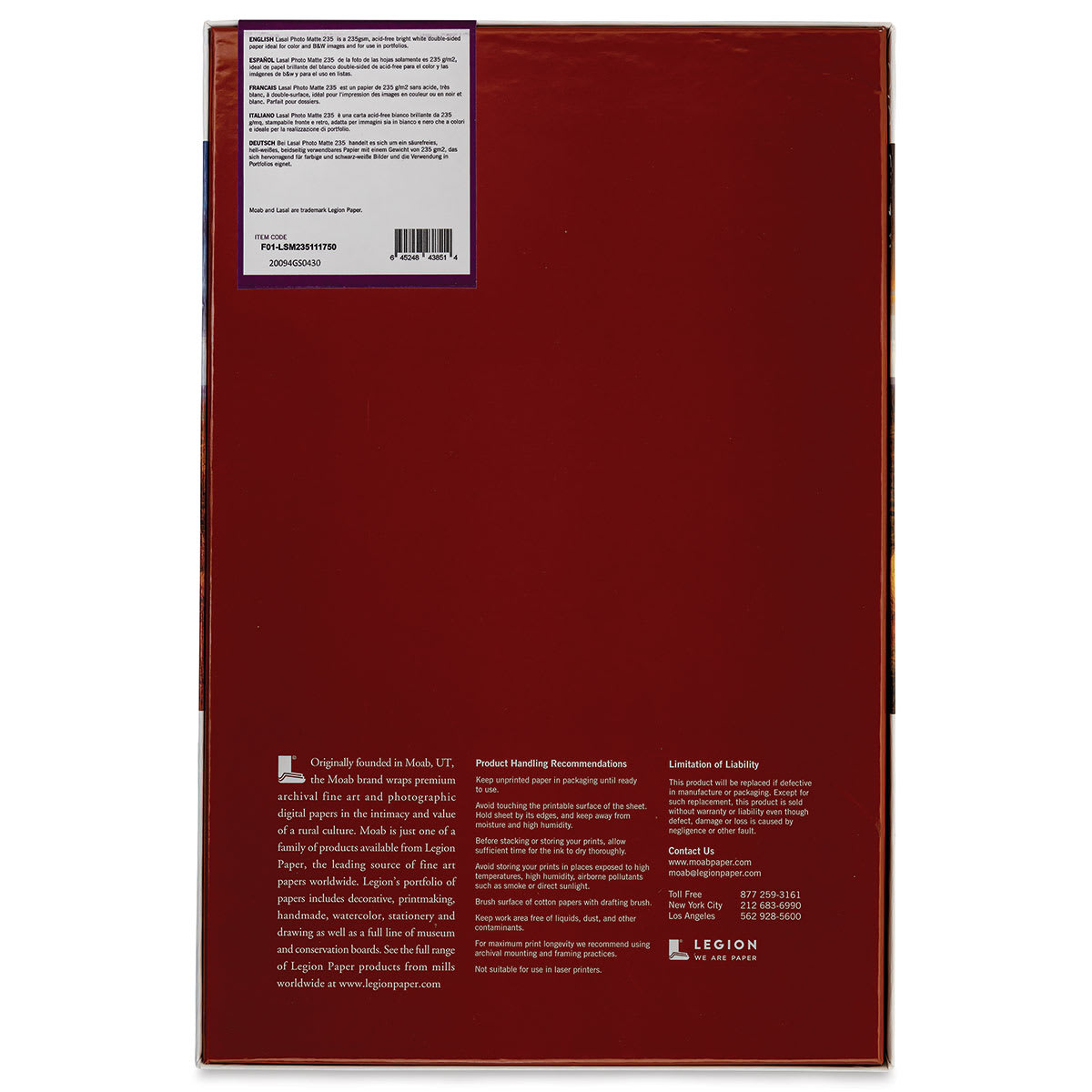Legion Moab Lasal Photo Papers - 11" x 17", Matte, Pkg of 50