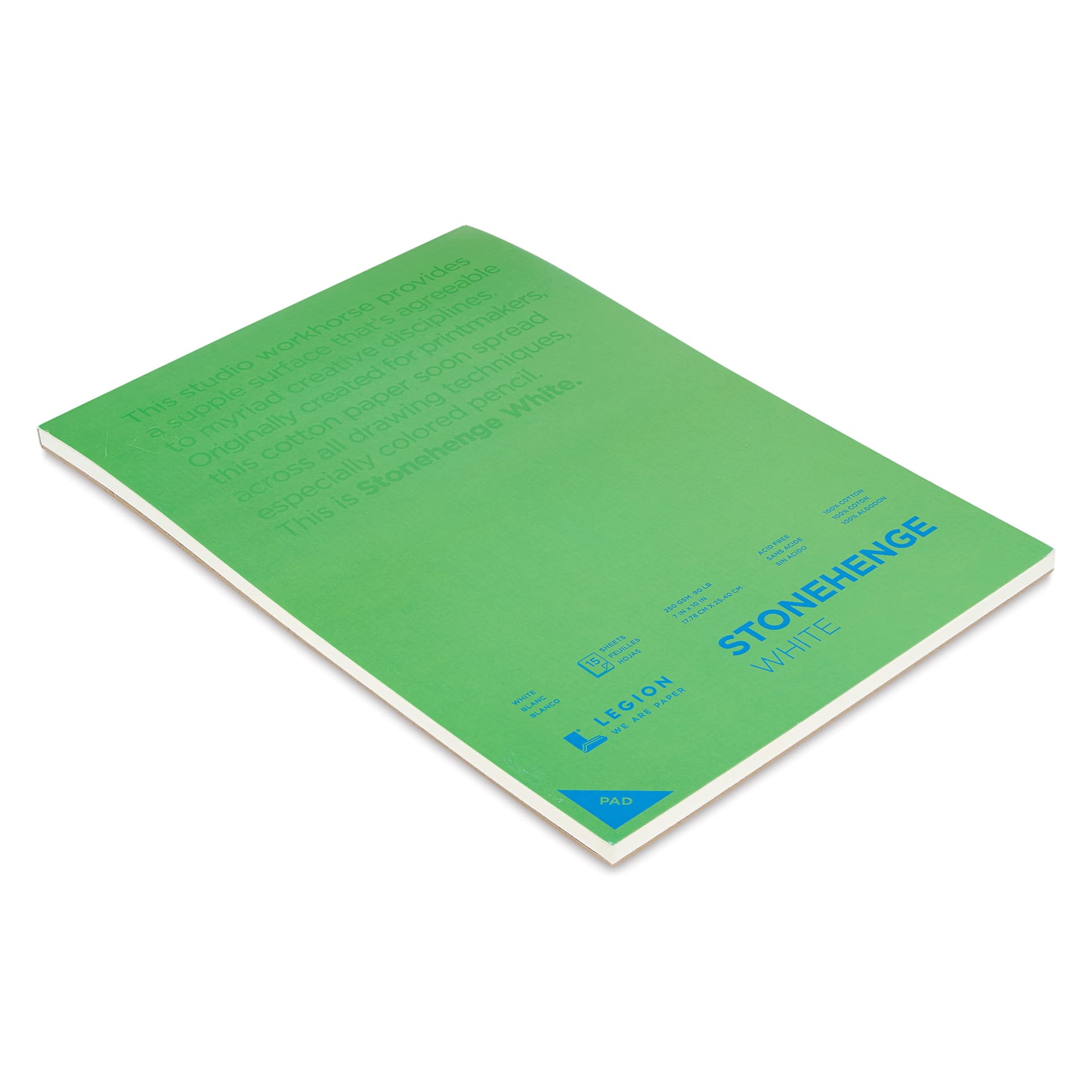 Legion Stonehenge Drawing Paper Pad - 7" x 10", White, 15 Sheets, angled view