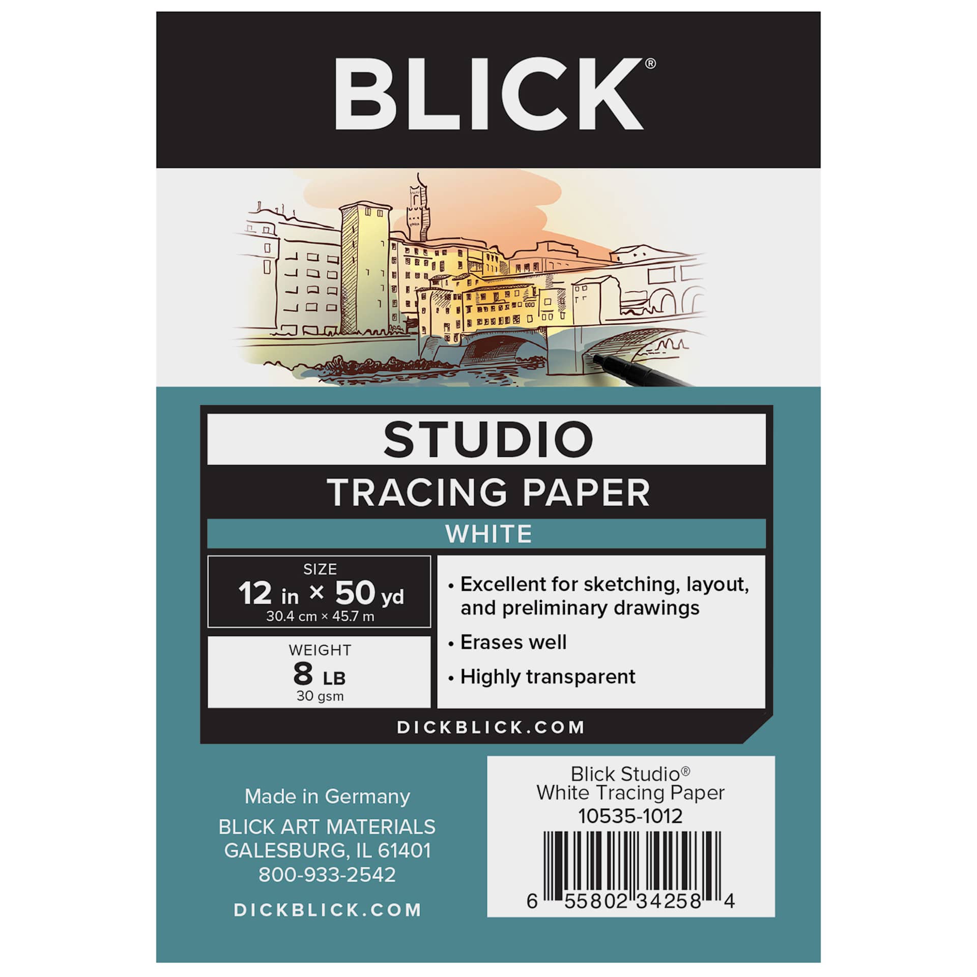Blick Studio Tracing Paper Roll - 12" x 50 yds, White, label