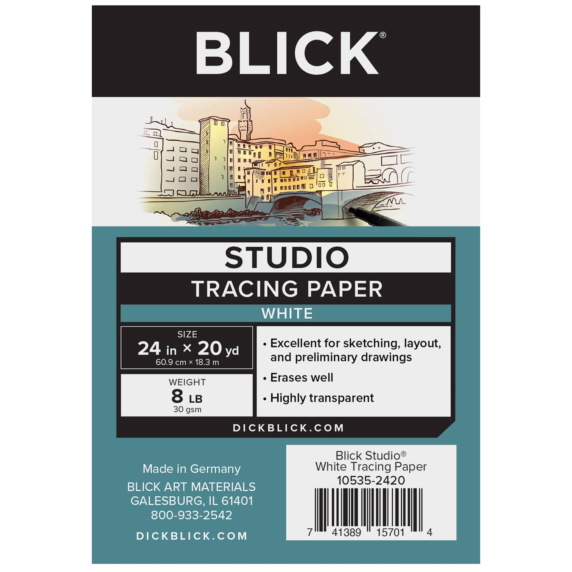 Blick Studio Tracing Paper Roll - 24" x 20 yds, White, label