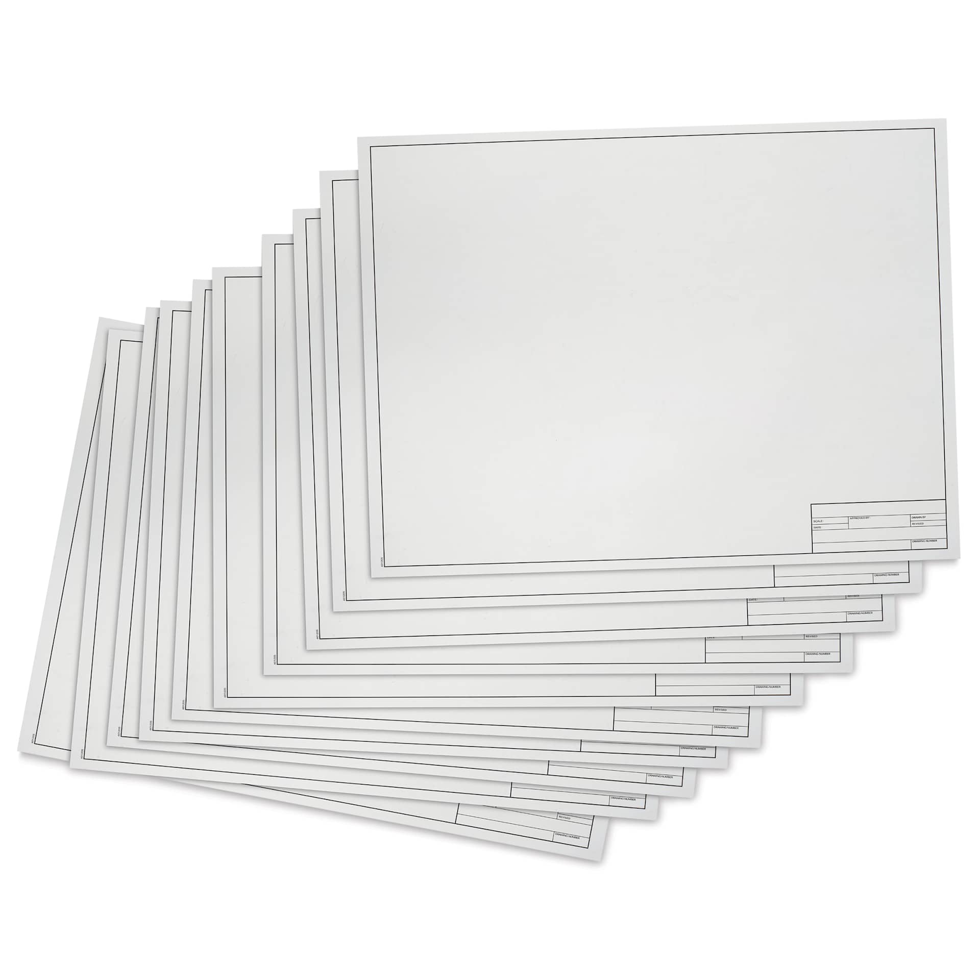 Pacific Arc Drafting Vellum Title Block - White, 18" x 24", 10 Sheets, out of packaging