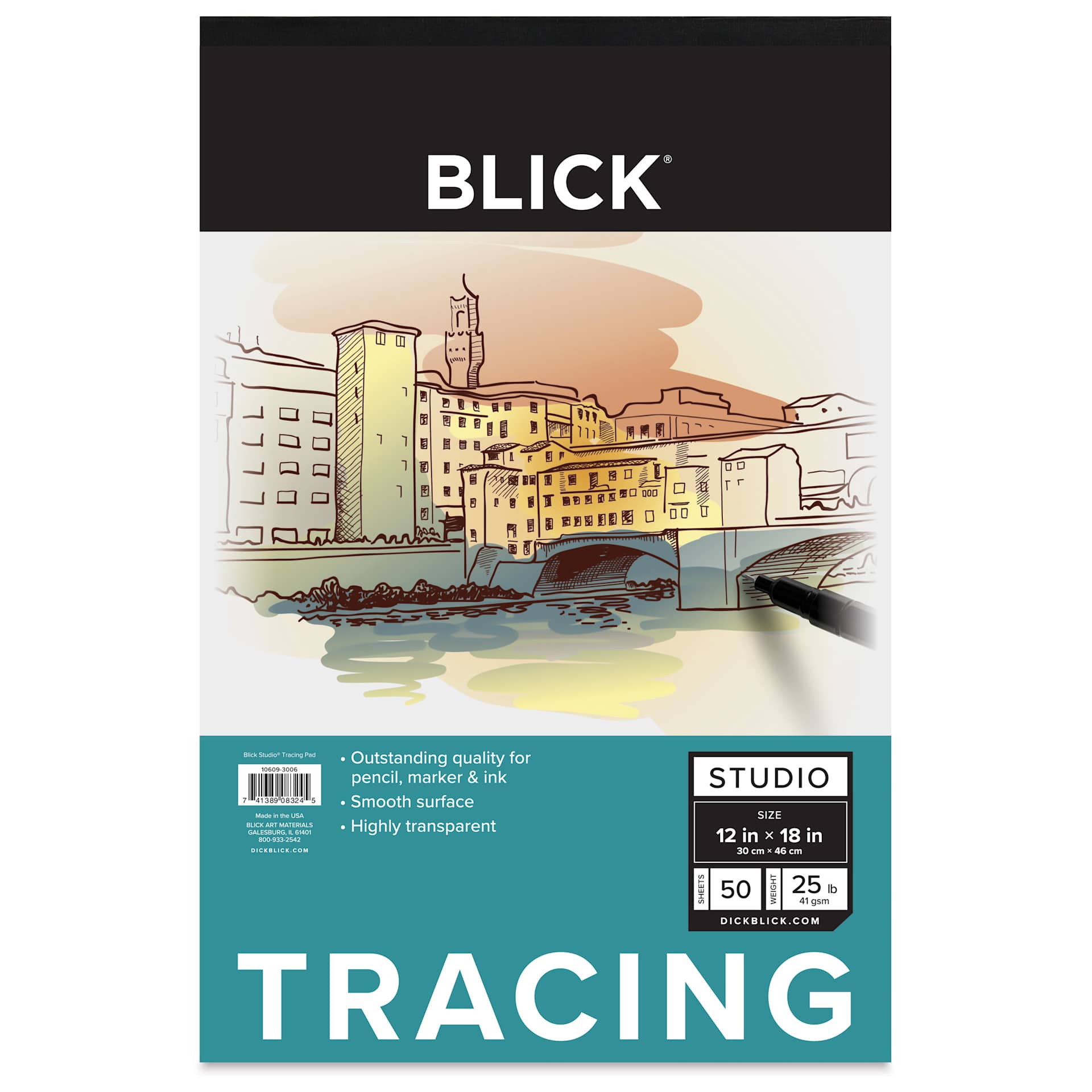 Blick Studio Tracing Paper Pad - 12" x 18", 50 Sheets, front of pad