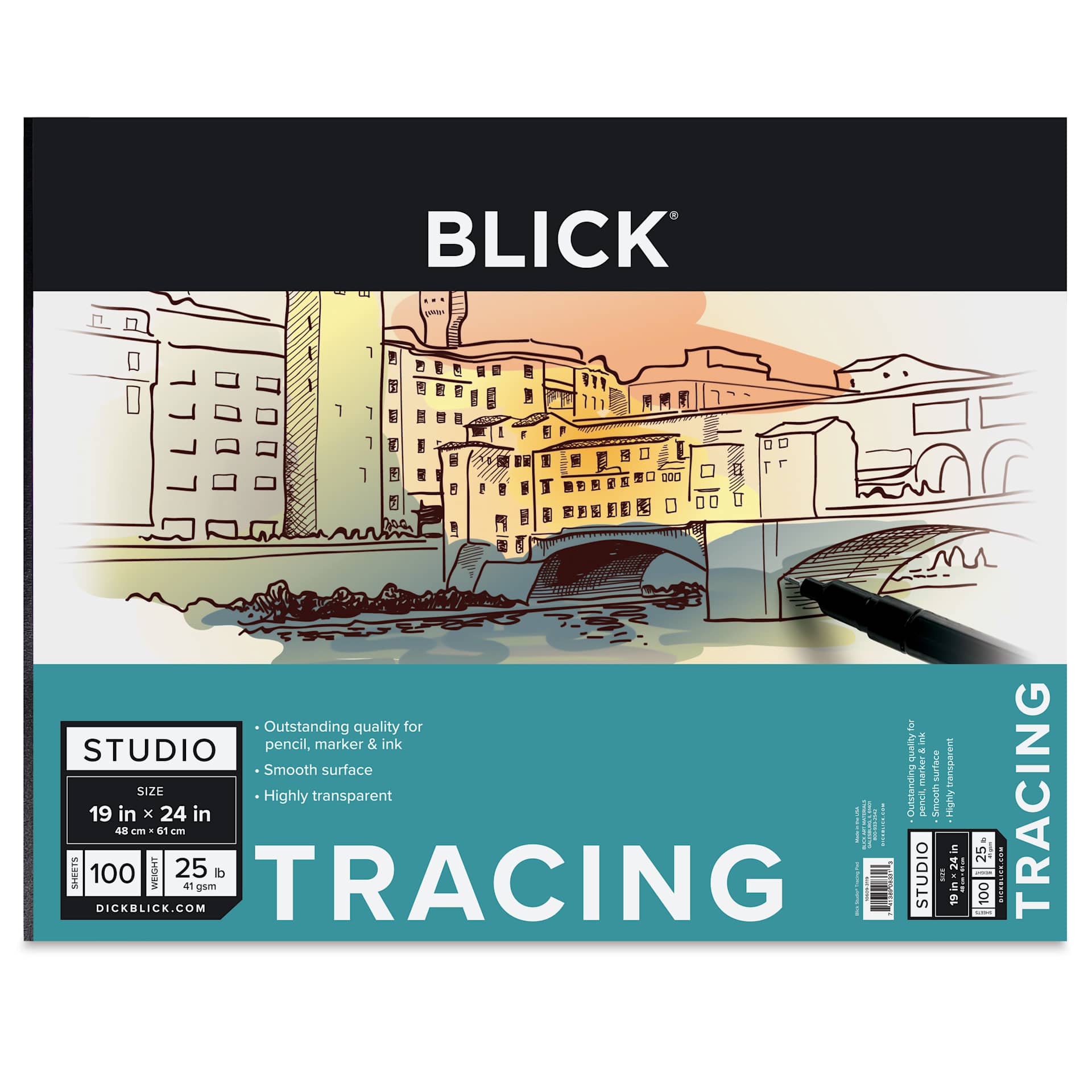 Blick Studio Tracing Paper Pad - 19" x 24", 100 Sheets, front of pad