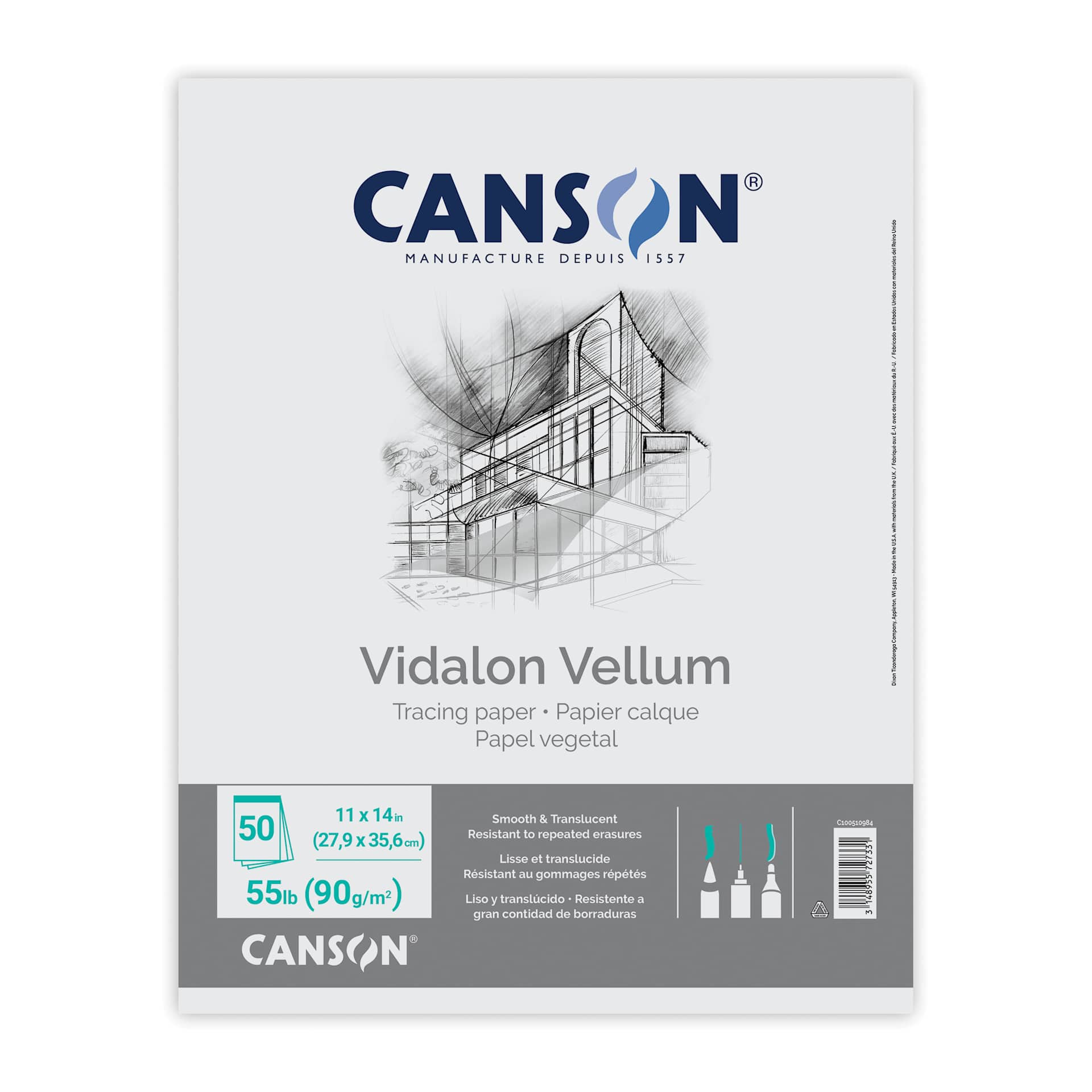 Canson Vidalon Vellum Pad - 11" x 14", 50 Sheets, front cover