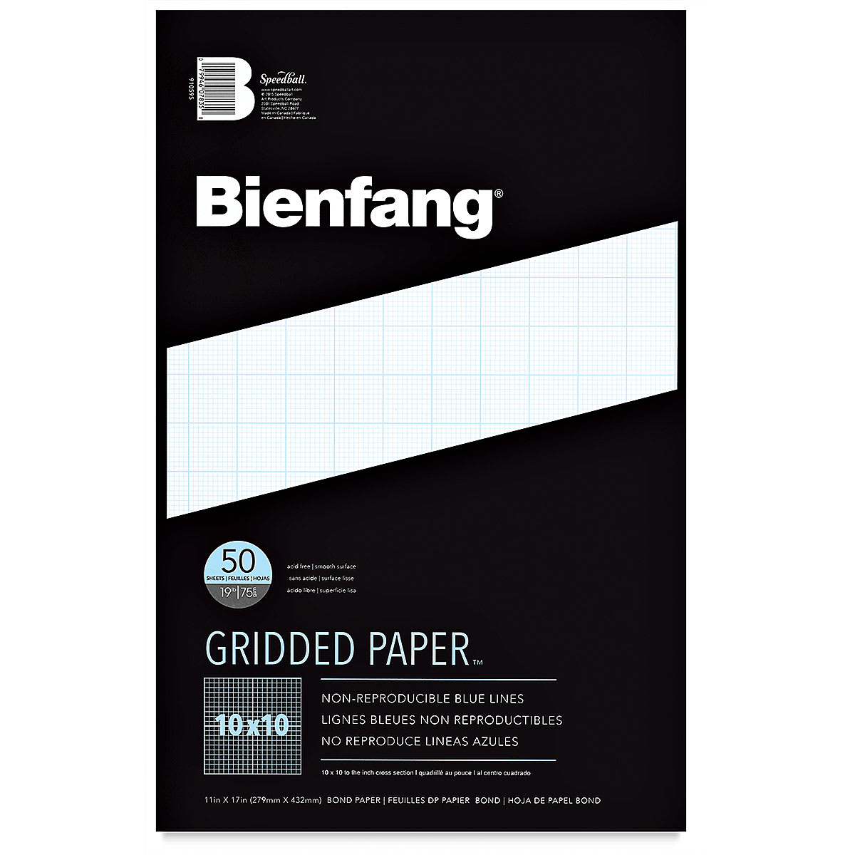 Bienfang Gridded Paper Pad - 10 x 10 Grid, 11" x 17", front of the cover