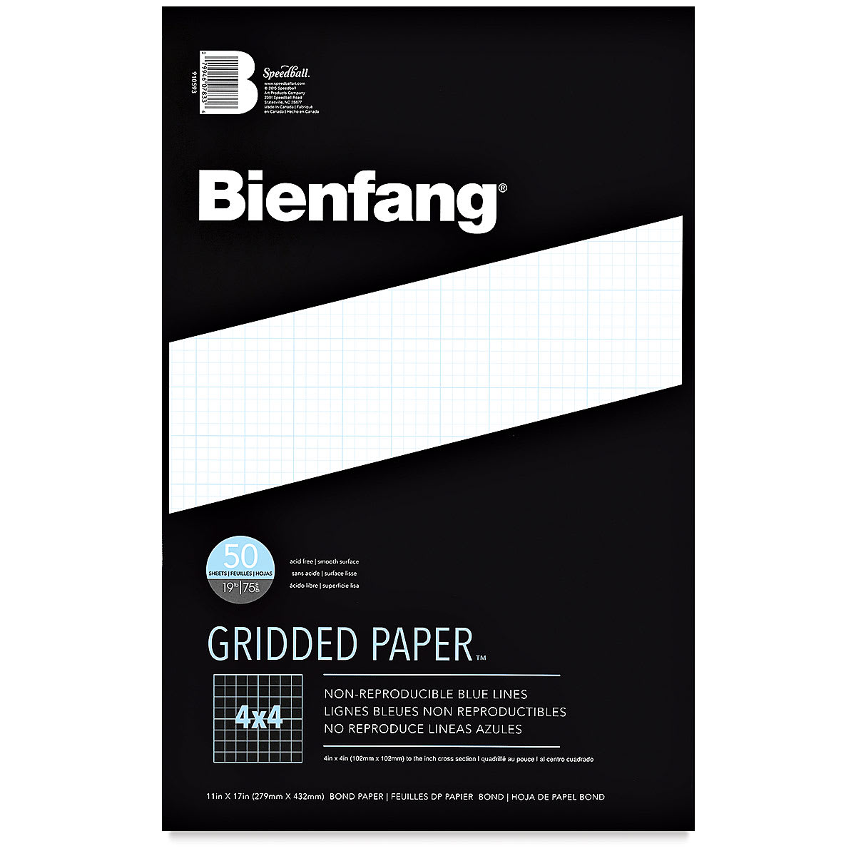 Bienfang Gridded Paper Pad - 4 x 4 Grid, 11" x 17", front cover