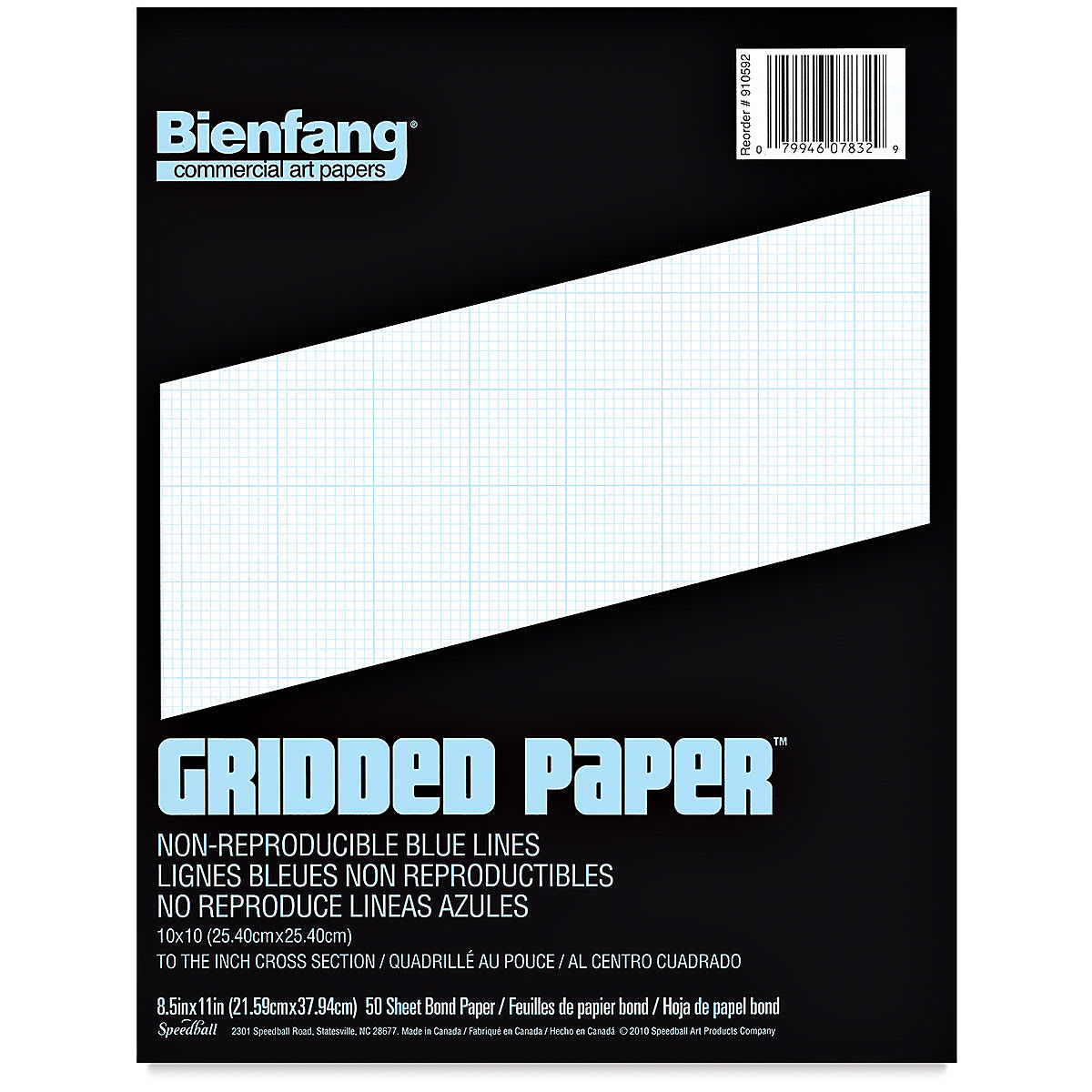 Bienfang Gridded Paper Pad - 10 x 10 Grid, 8-1/2" x 11", front of the cover