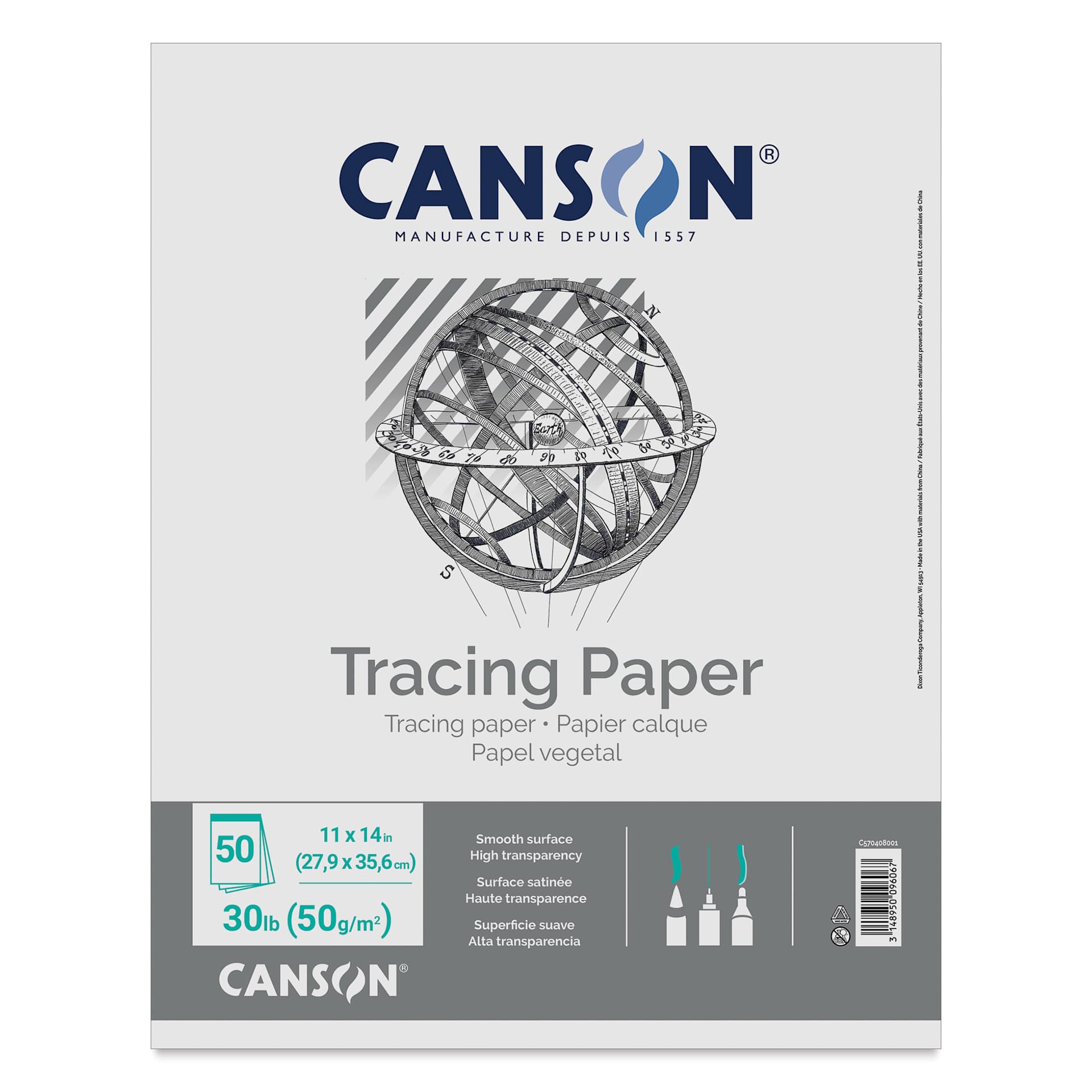 Canson Foundation Tracing Pad - 11" x 14", Portrait, 50 Sheets