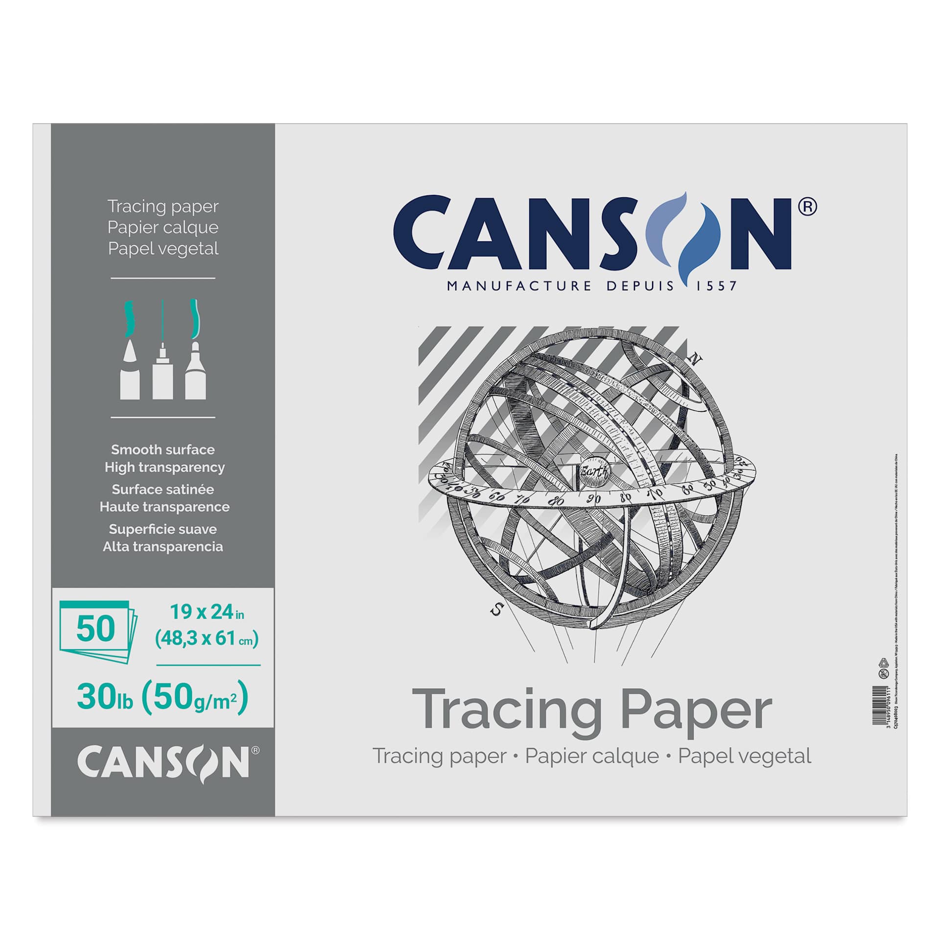 Canson Foundation Tracing Pad - 19" x 24", Landscape, 50 Sheets