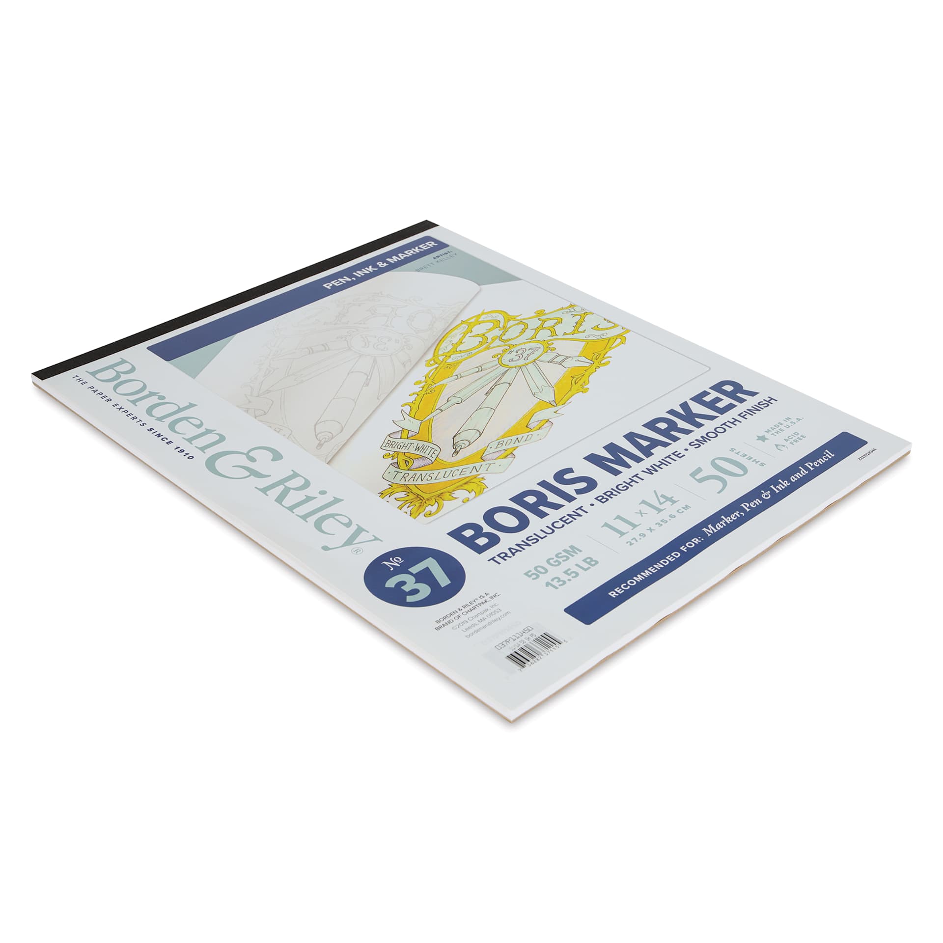 Borden & Riley Boris Marker Paper Pad - 14" x 17", pad laid flat