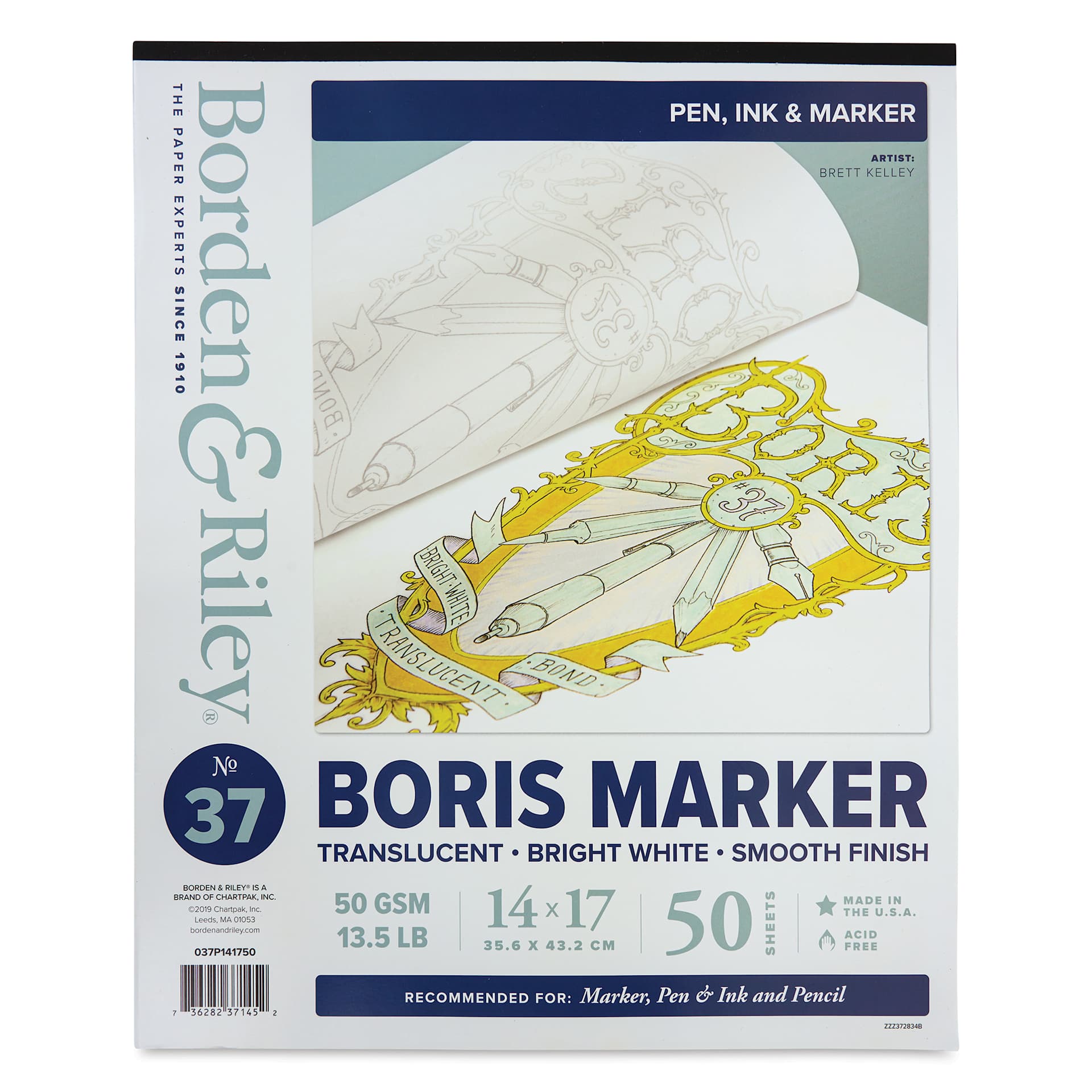 Borden & Riley Boris Marker Paper Pad - 14" x 17", front cover