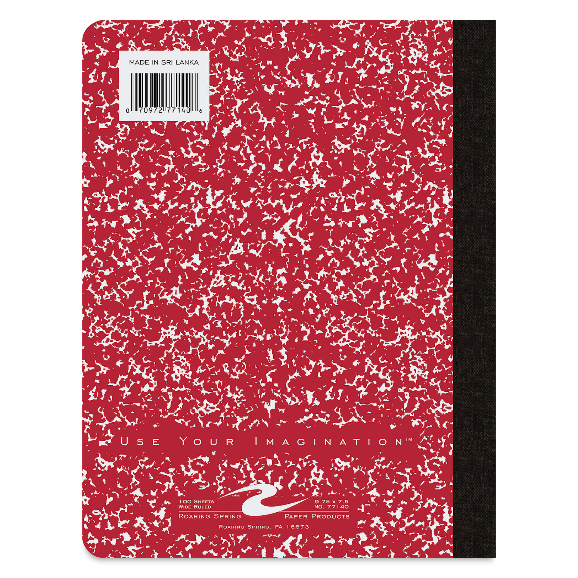 Roaring Spring Composition Notebook - 9-3/4" x 7-1/2", Ruled, Red, back of notebook