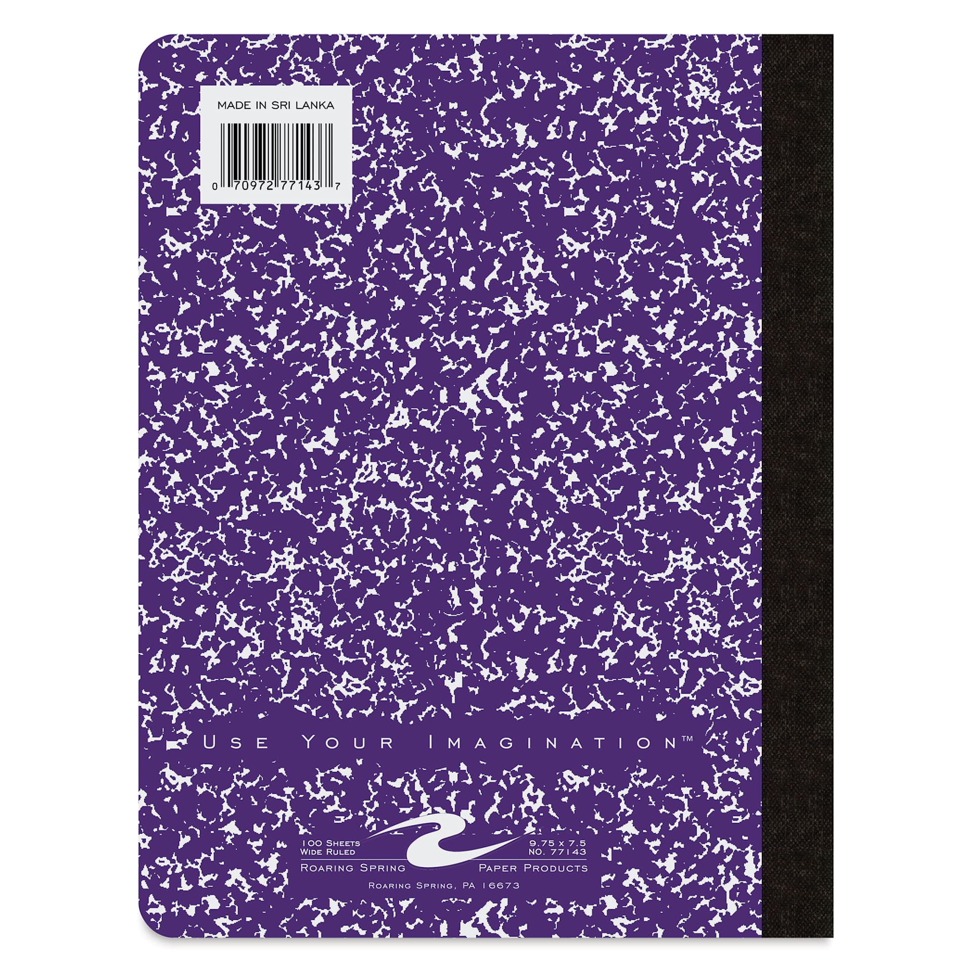 Roaring Spring Composition Notebook - 9-3/4" x 7-1/2", Ruled, Purple, back of notebook