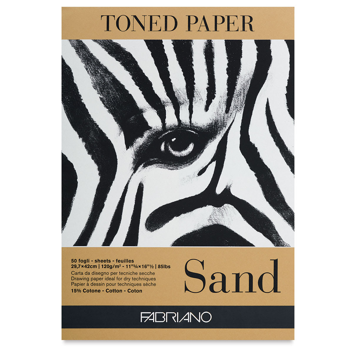 Fabriano Toned Paper Pad - Front of Pad of Sand Toned Paper 