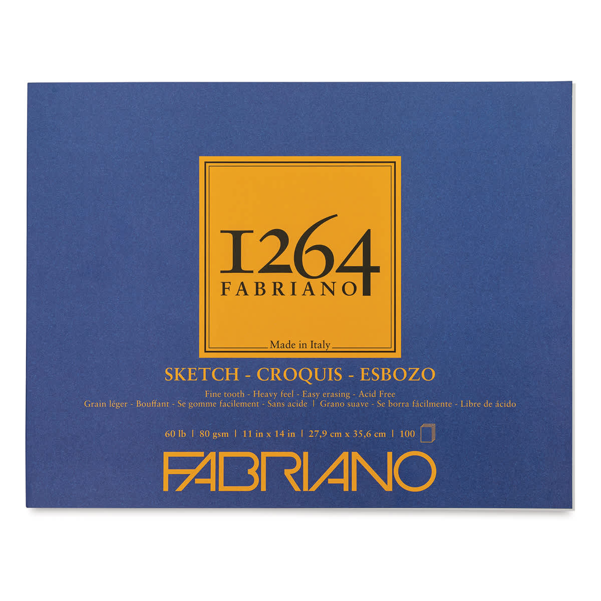 Fabriano 1264 Sketch Pad, 11" x 14", Glue Bound, 100 Sheets, Landscape