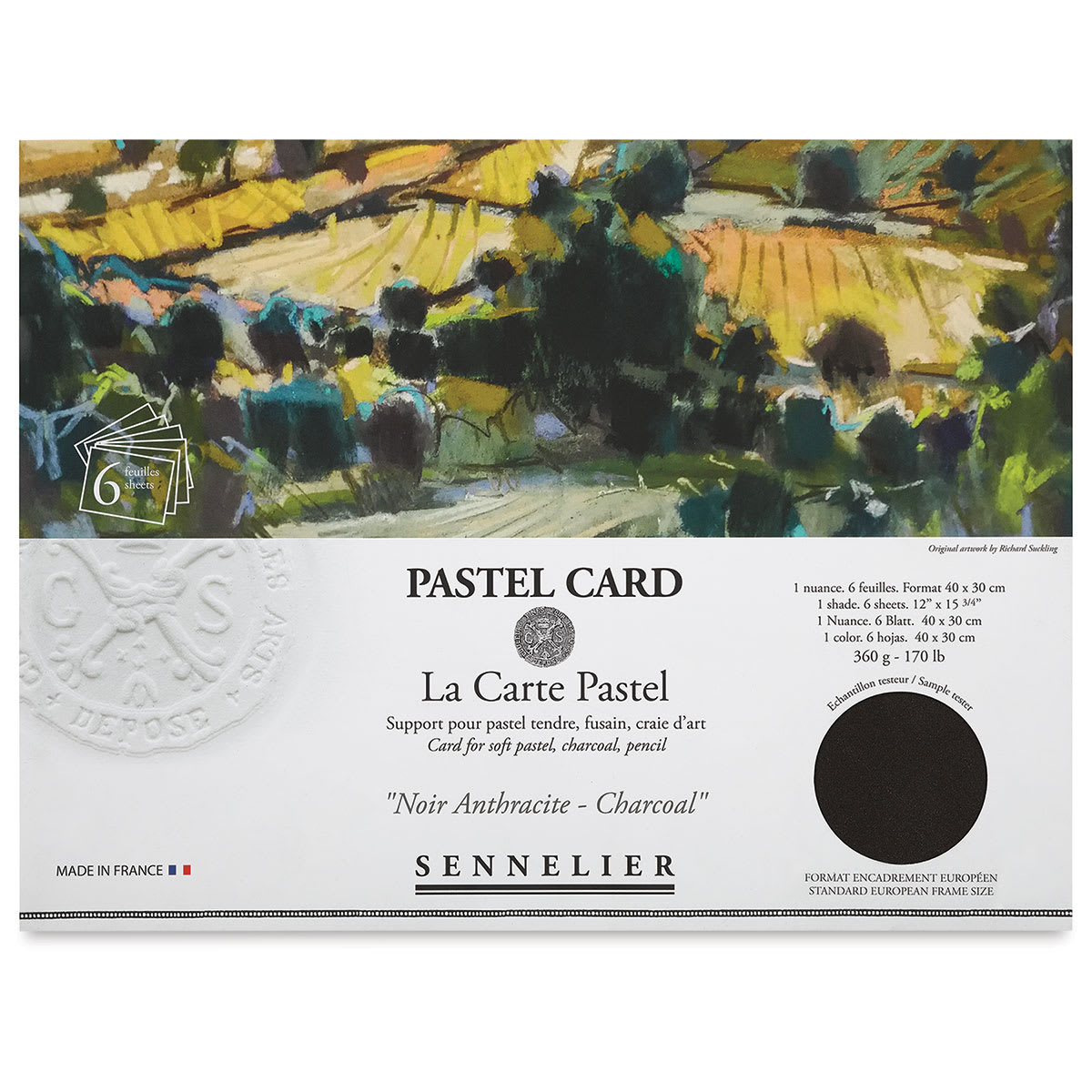 Sennelier La Carte Pastel Card - Monochrome Charcoal, 12" x 15-3/4", Pkg of 6 (front of package)