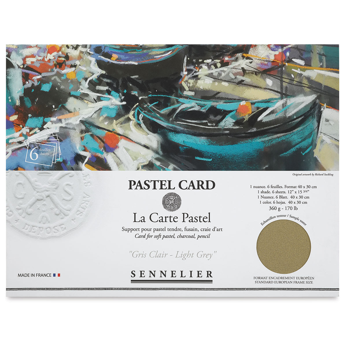 Sennelier La Carte Pastel Card - Monochrome Light Grey, 12" x 15-3/4", Pkg of 6 (front of package)