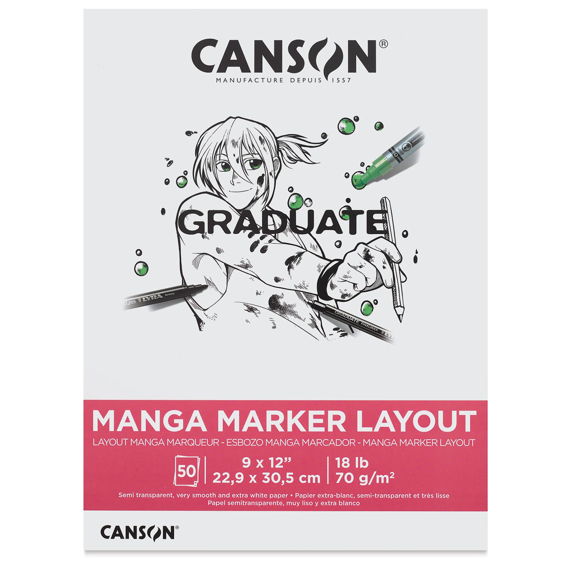 Canson Graduate Manga Marker Layout Pad - 9" x 12", front cover