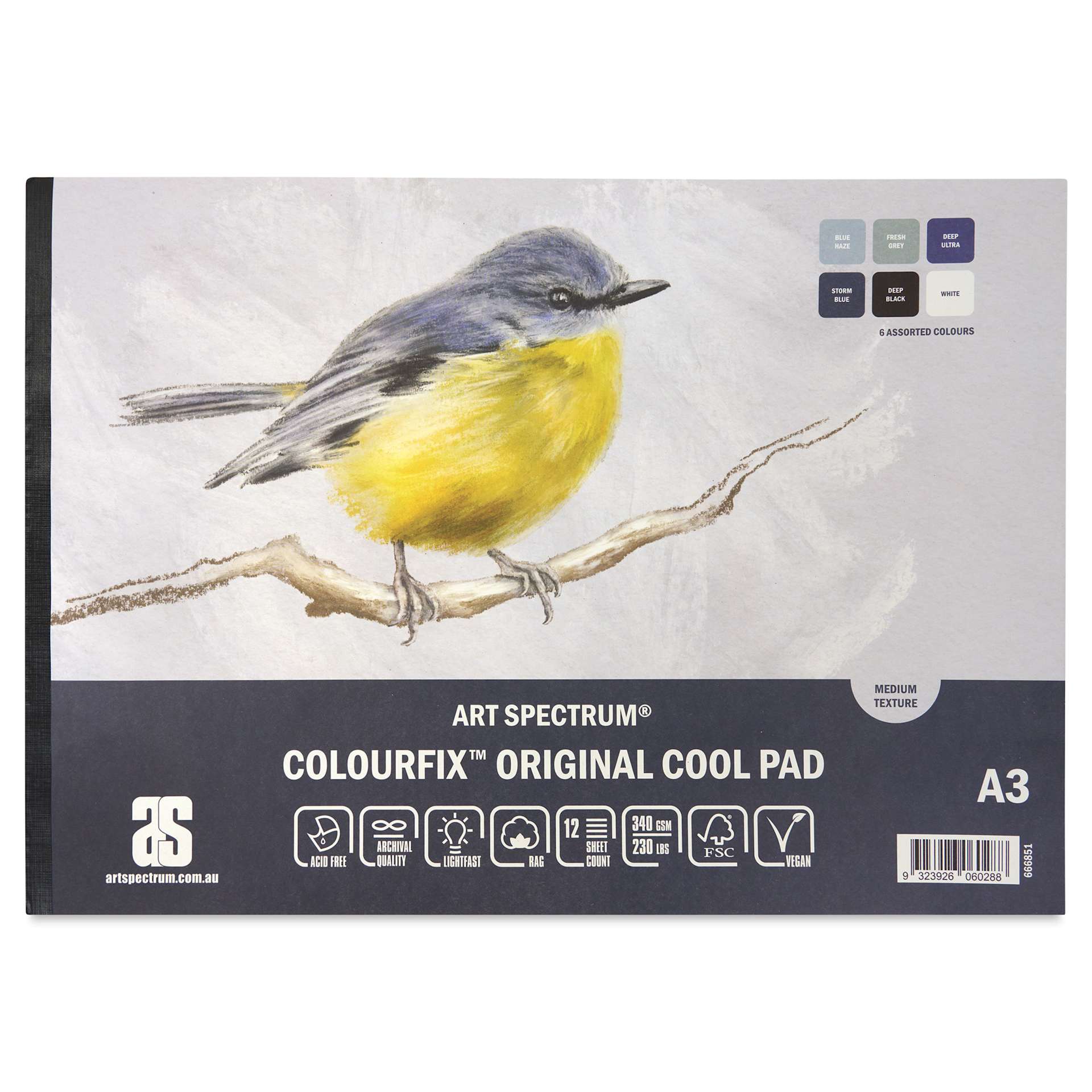 Art Spectrum Colourfix Pastel Pad - Pkg of 12 Sheets, Cool Tones, A3