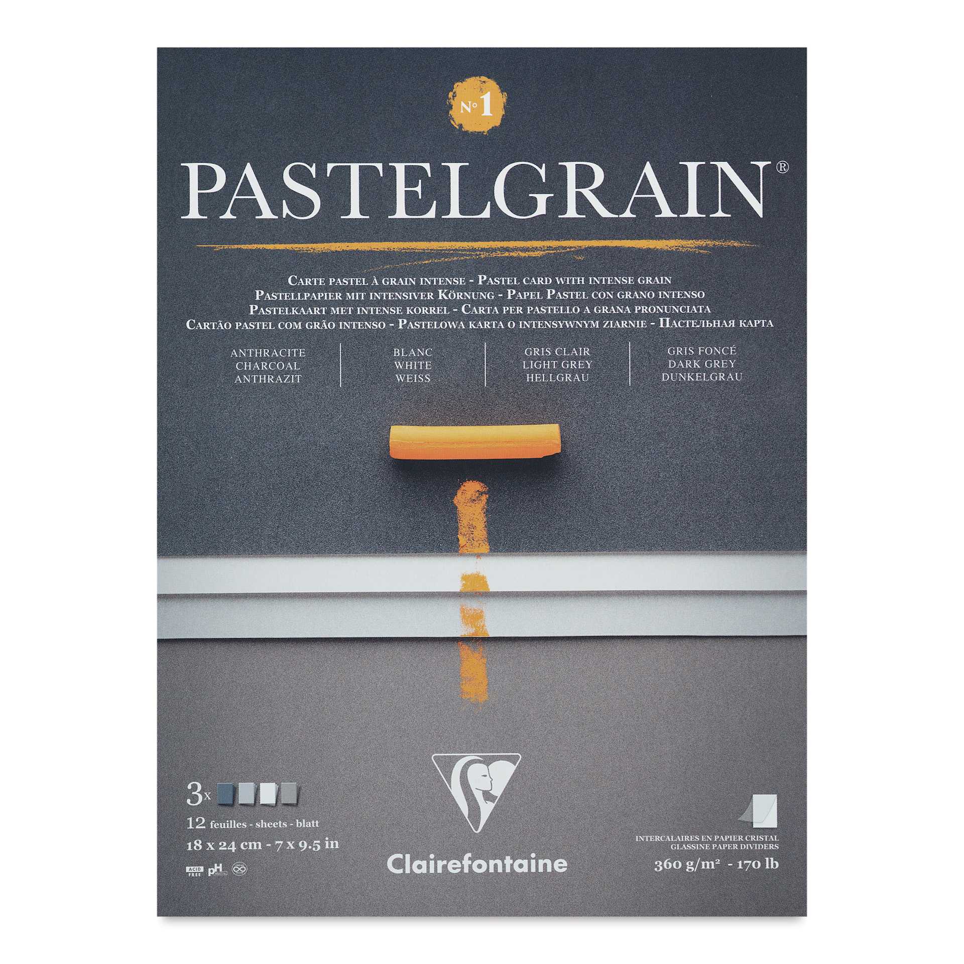 Clairefontaine Pastelgrain Paper Pad - 7" x 9-1/2", Palette No. 1, 12 Sheets