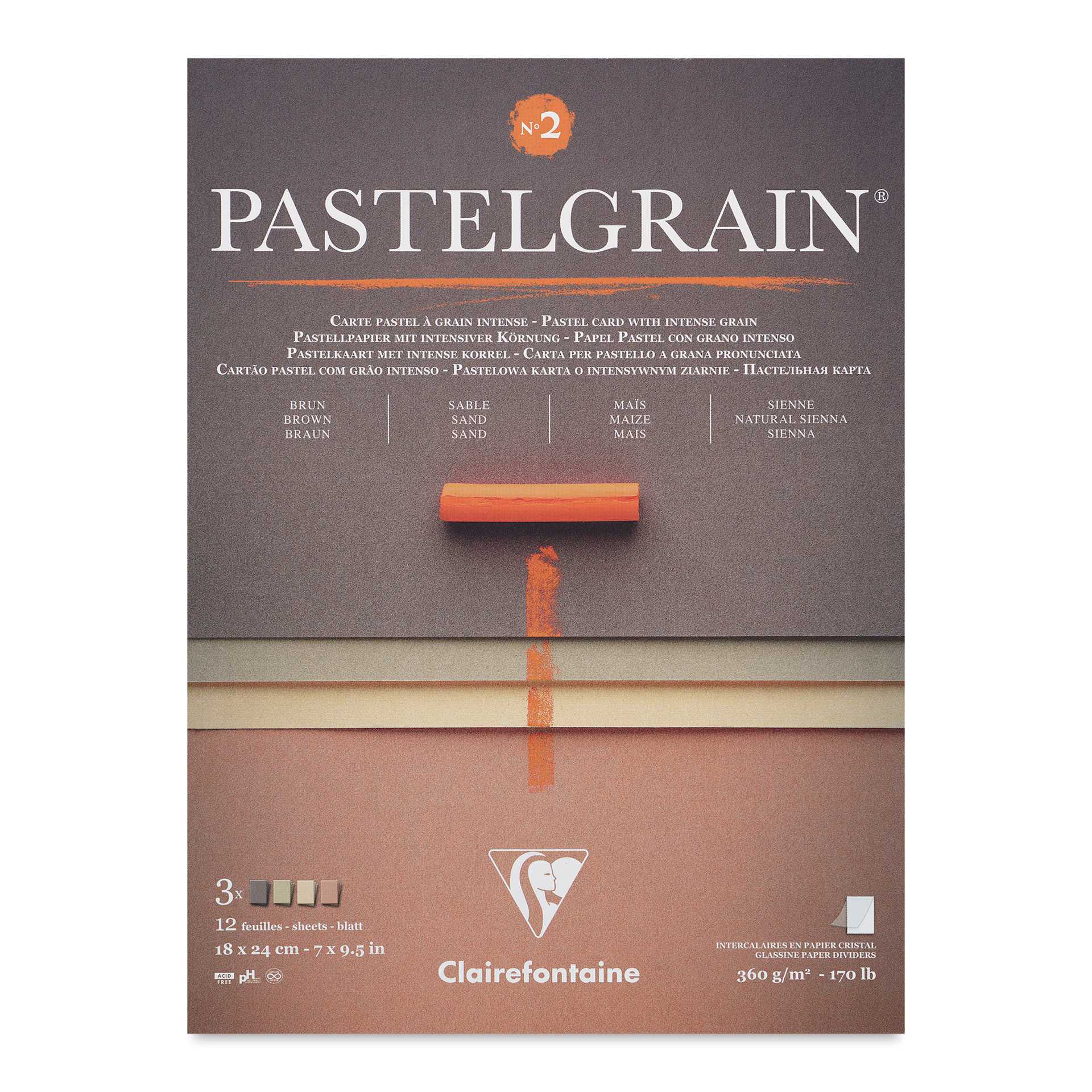 Clairefontaine Pastelgrain Paper Pad - 7" x 9-1/2", Palette No. 2, 12 Sheets