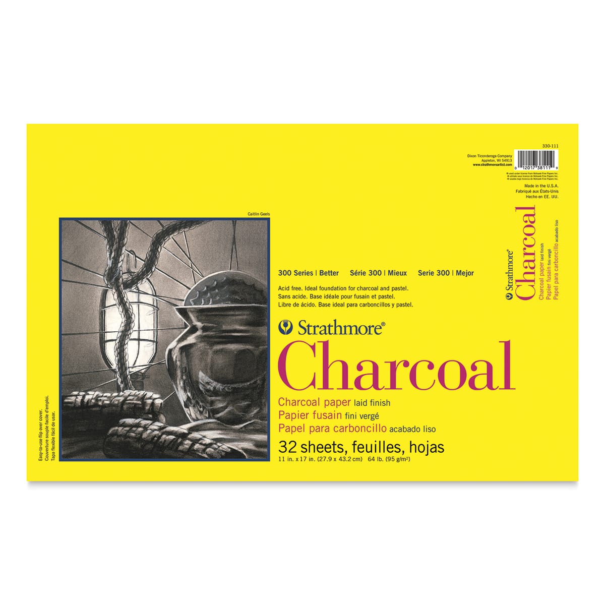 Strathmore 300 Series Charcoal Pad - 11" x 17", Glue Bound, 32 Sheets, 64 lb (95 gsm)