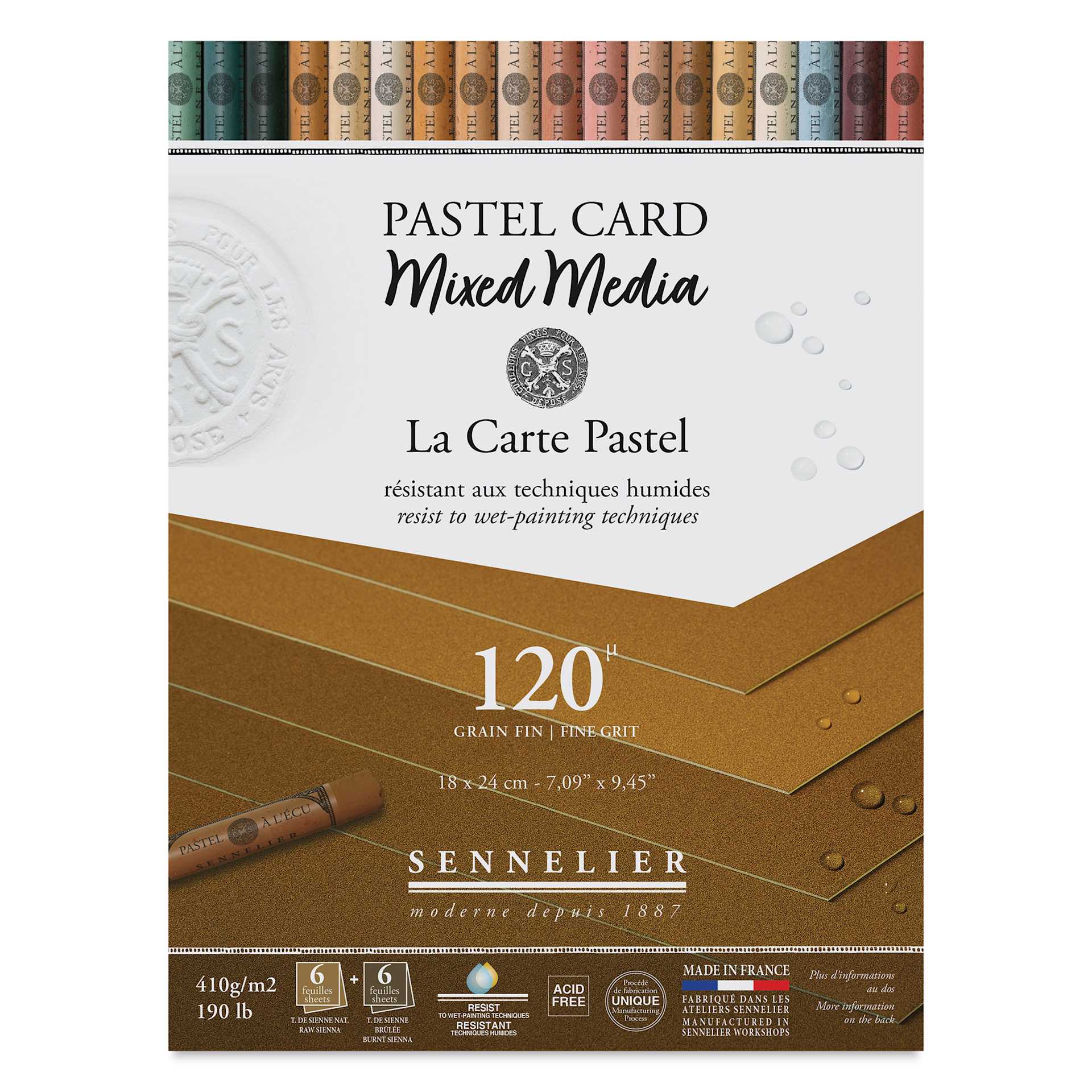 Sennelier La Carte Pastel Card Mixed Media Pad - Earth Tones, 7" x 9-1/2", front cover
