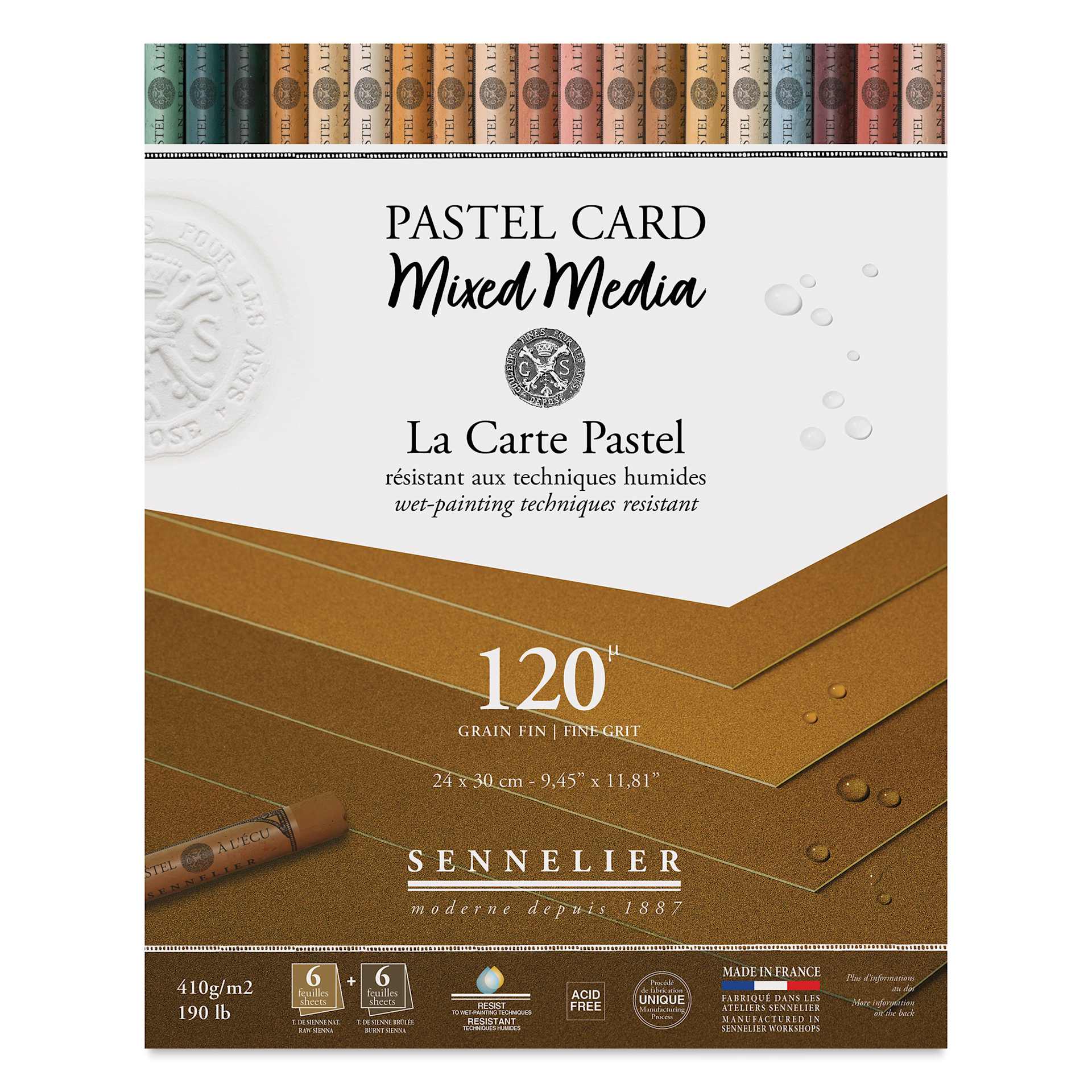 Sennelier La Carte Pastel Card Mixed Media Pad - Earth Tones, 9-1/2" x 12", front cover