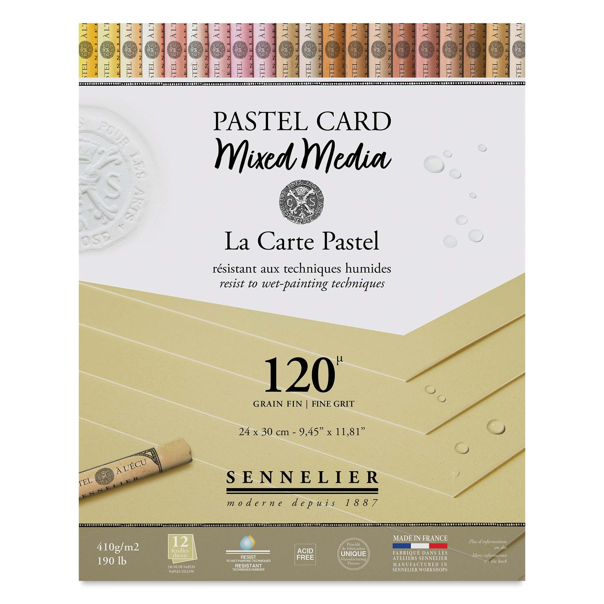 Sennelier La Carte Pastel Card Mixed Media Pad - Naples Yellow, 9-1/2" x 12", front cover