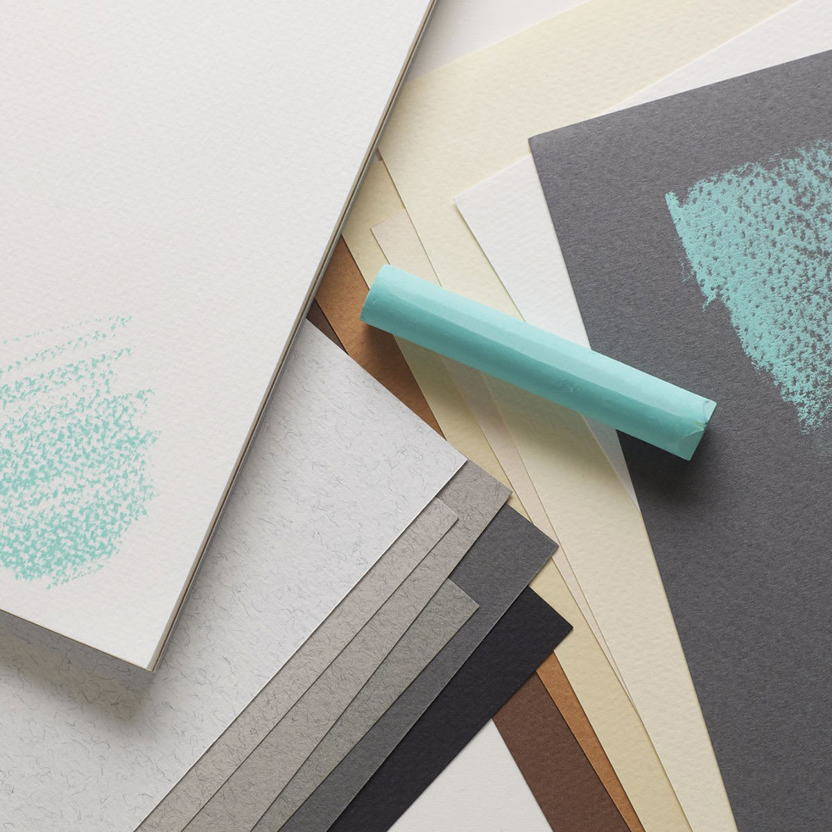 Winsor & Newton Pastel Paper Pads (Blue pastel swatches on pastel papers)