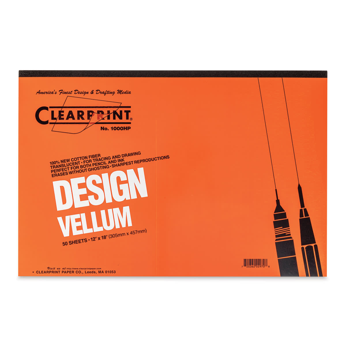 Clearprint 1000H Drafting Vellum Pad - 12" x 18", 50 Sheets, front