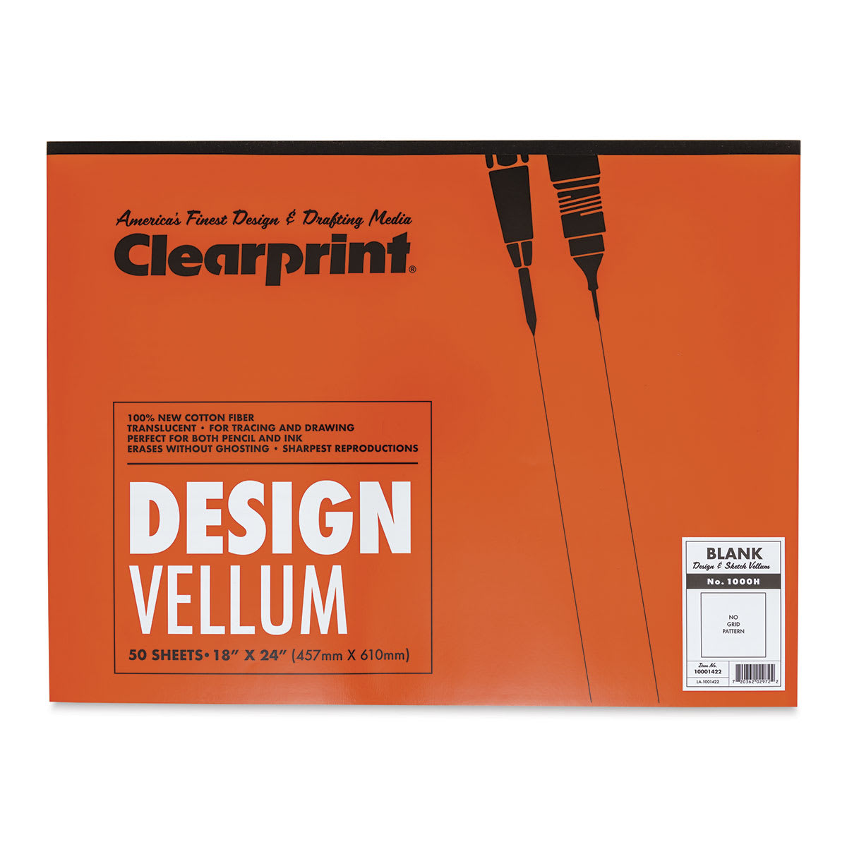 Clearprint 1000H Drafting Vellum Pad - 18" x 24", 50 Sheets, front